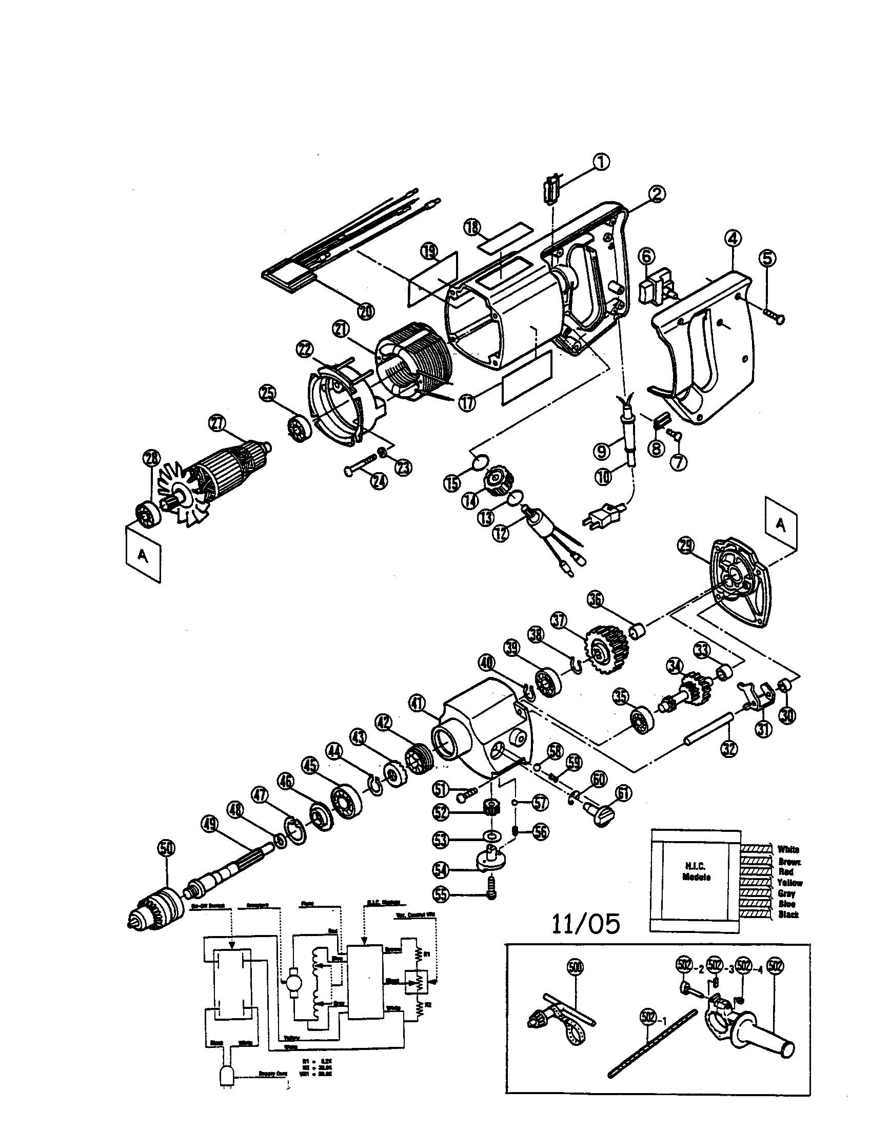Ryobi PD-1930 impact drill diagram