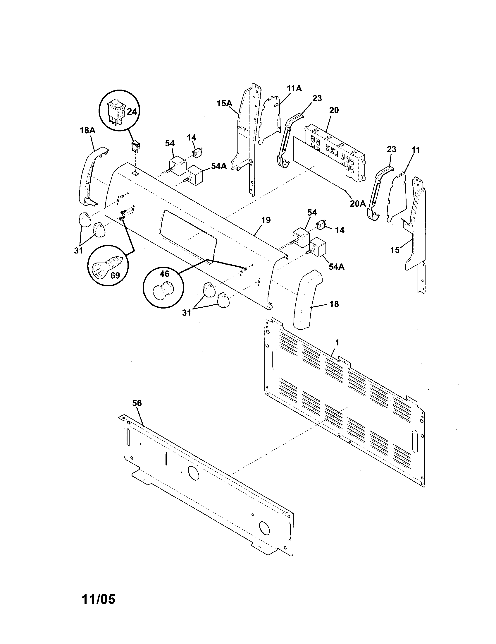 White-Westinghouse WEF361ESB backguard diagram