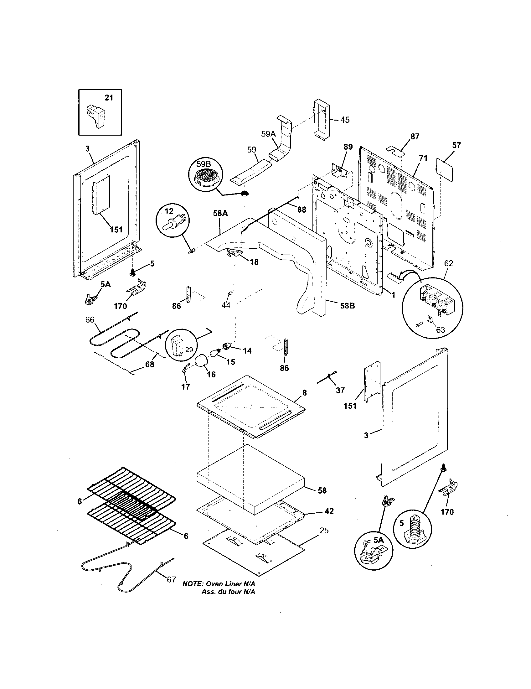 White-Westinghouse WEF361ESB body diagram