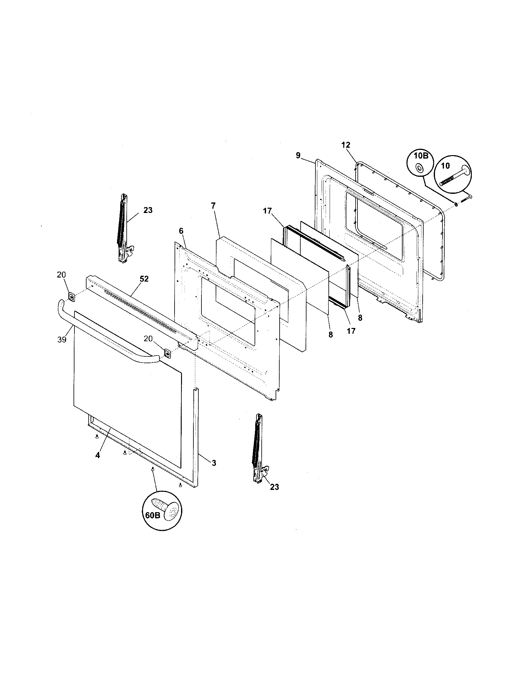 White-Westinghouse WEF361ESB door diagram