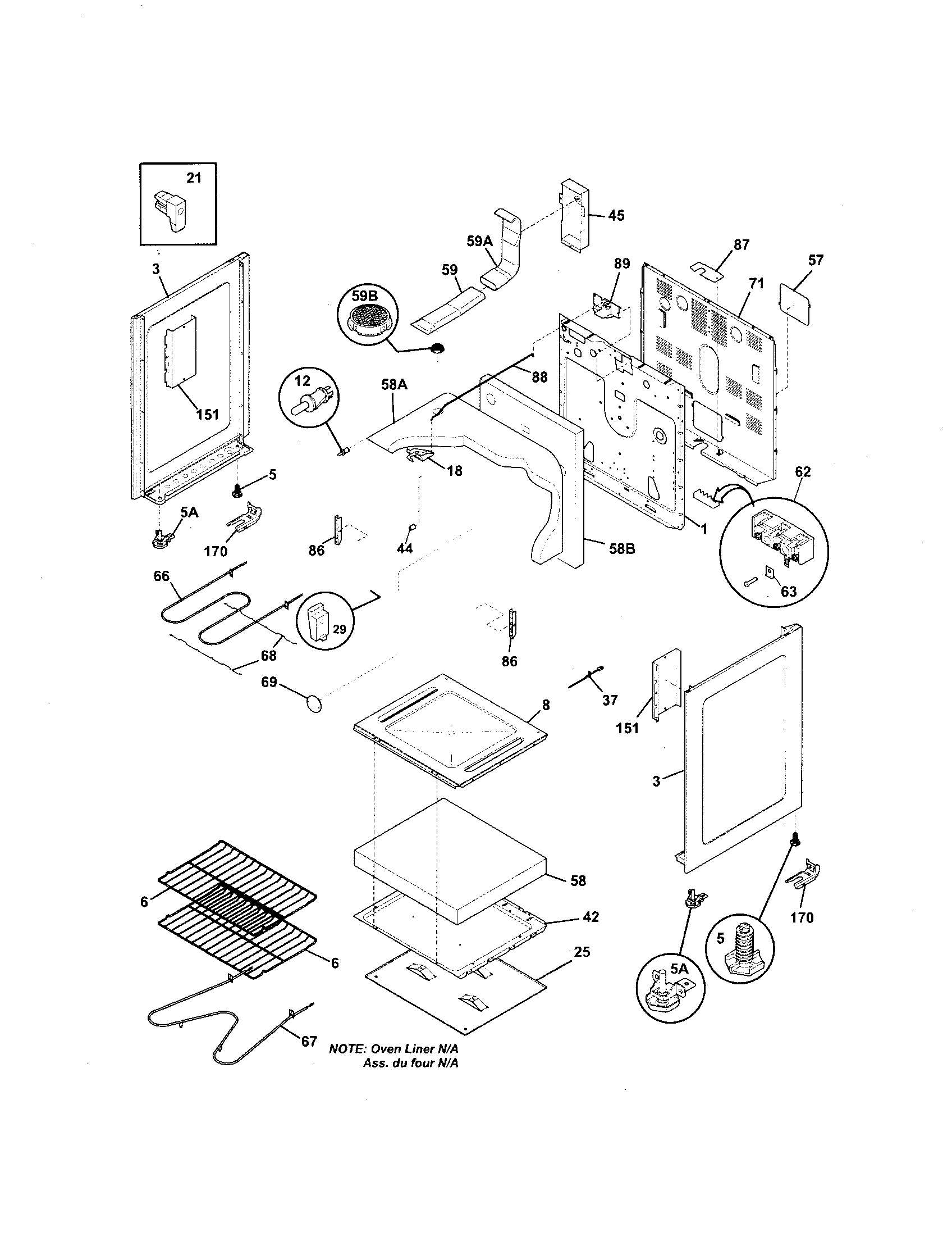 White-Westinghouse WEF360ESB body diagram