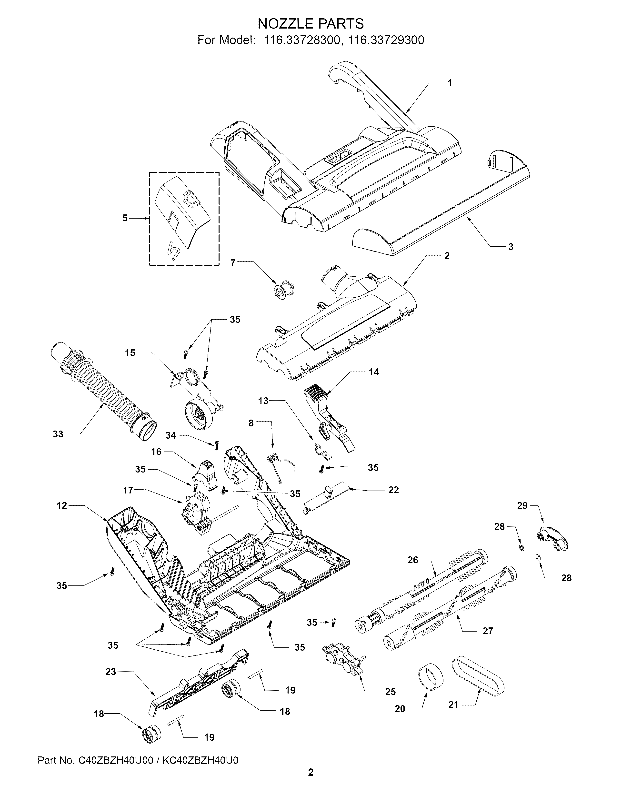 Kenmore 11633729300 nozzle assembly diagram
