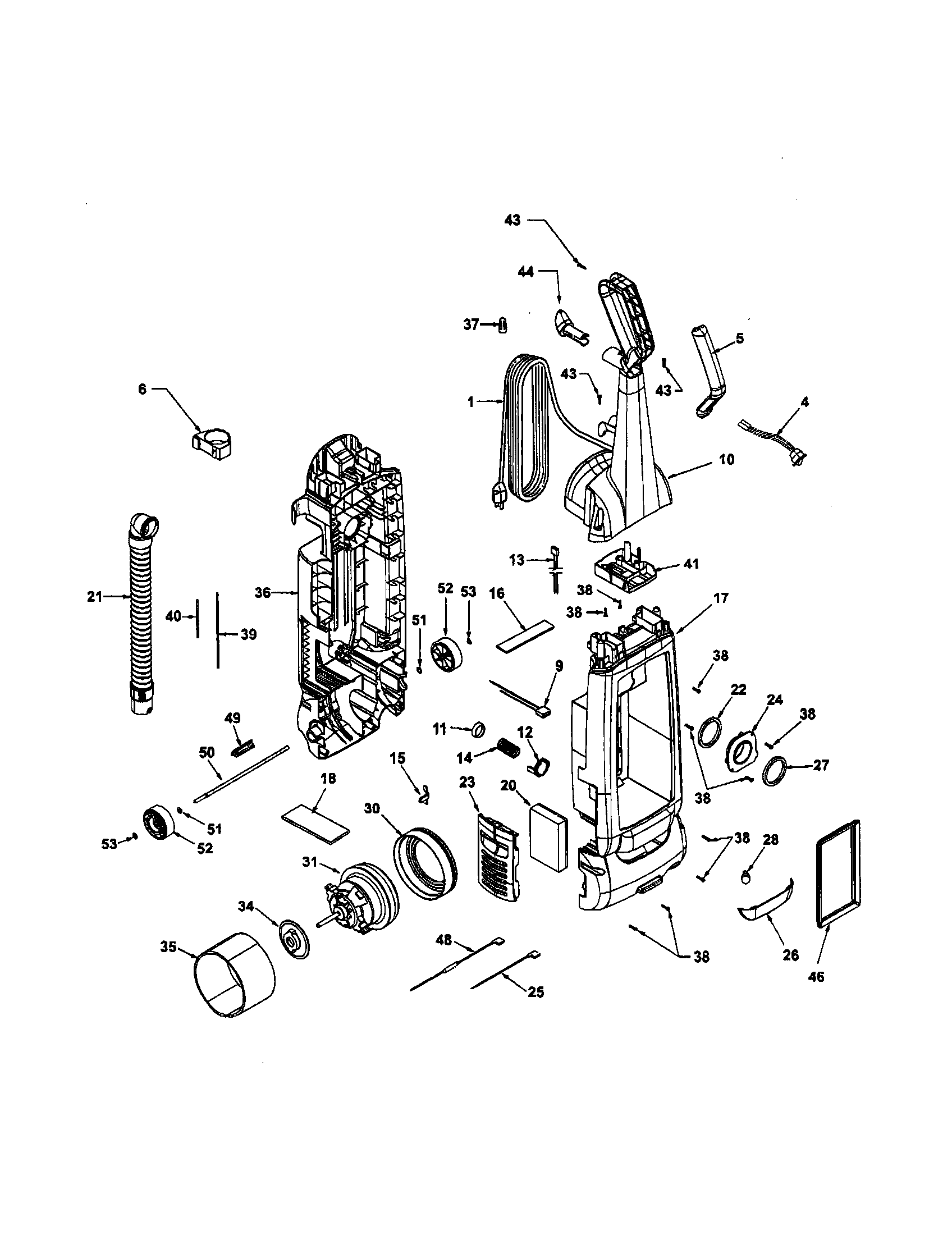 Kenmore 11633729300 dust compartment and motor diagram