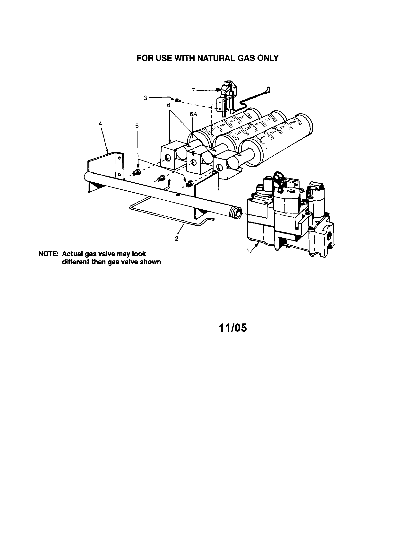 Kenmore 229960121 natural gas burners/manifold parts diagram