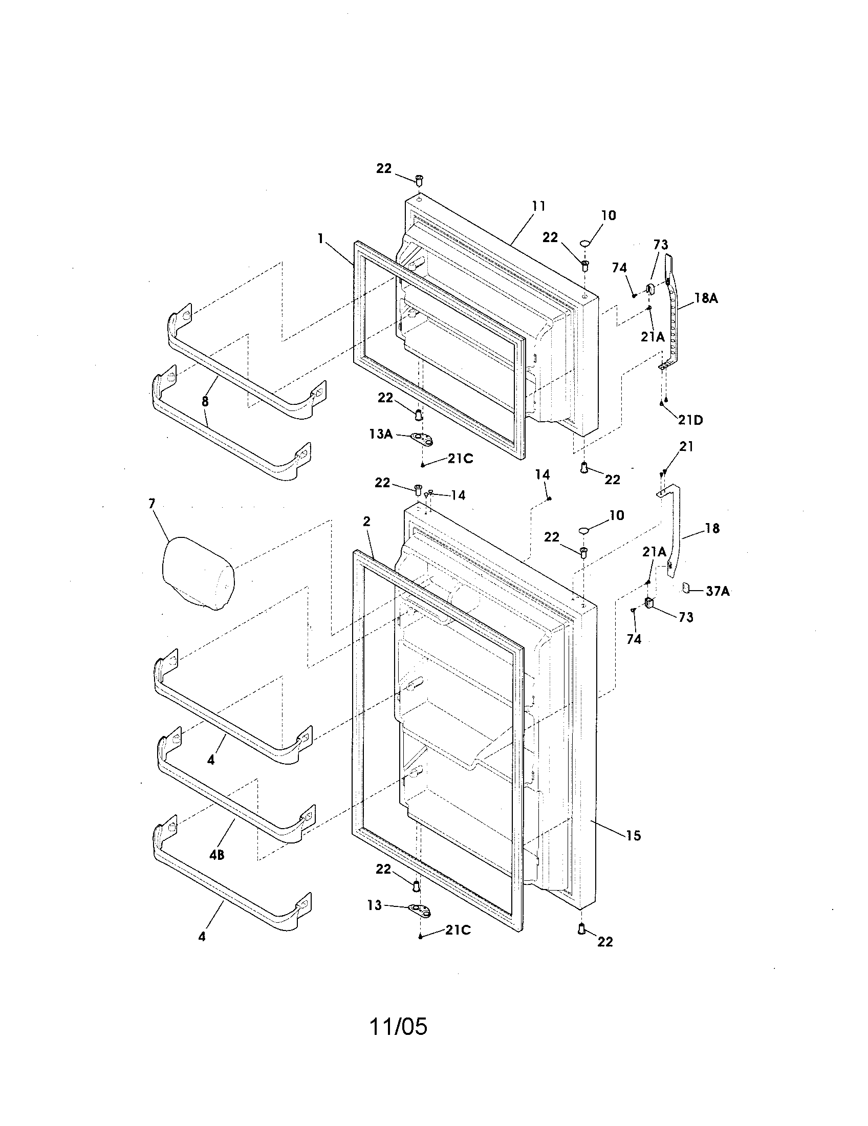 Kenmore 25360882407 door diagram