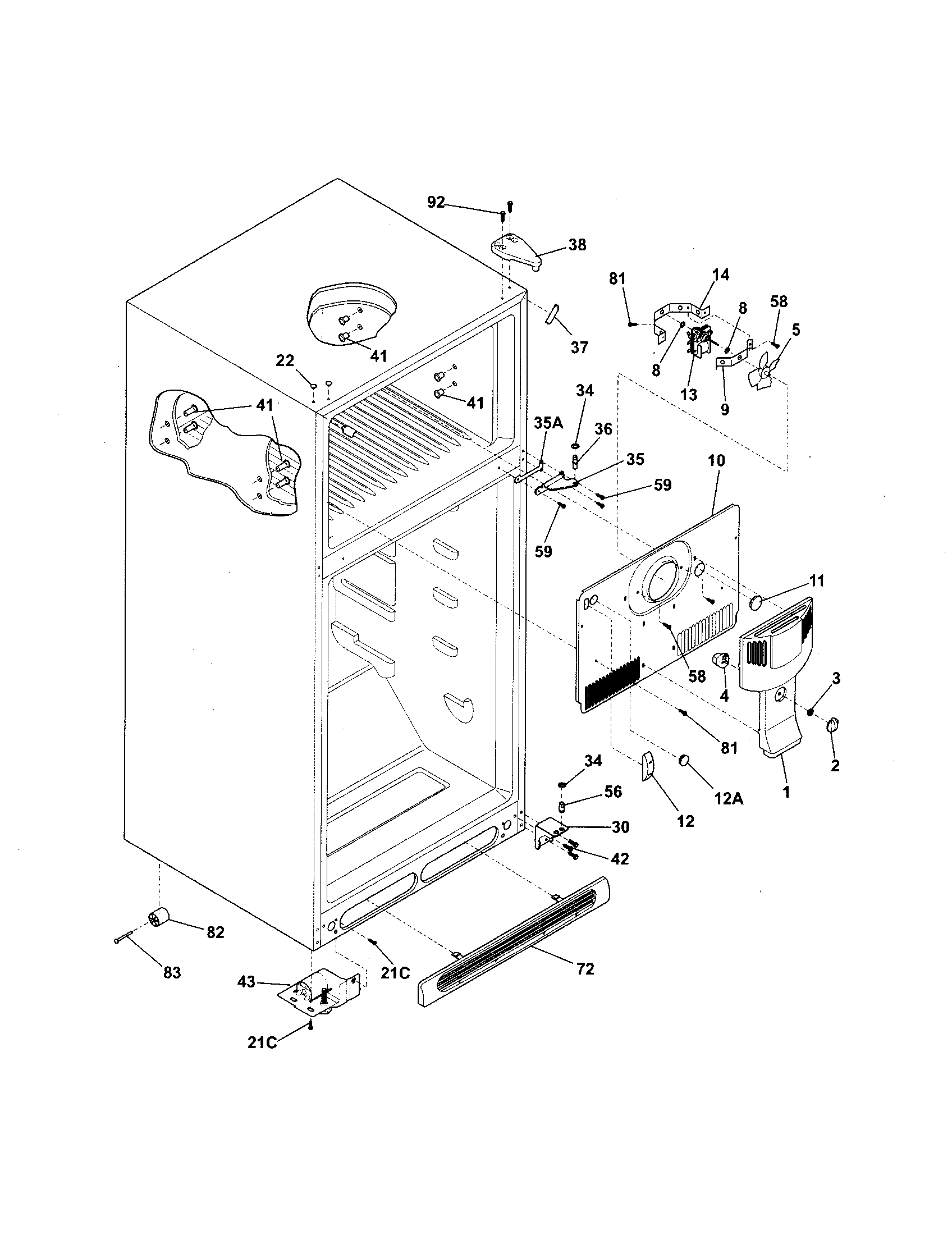 Kenmore 25360882407 cabinet diagram