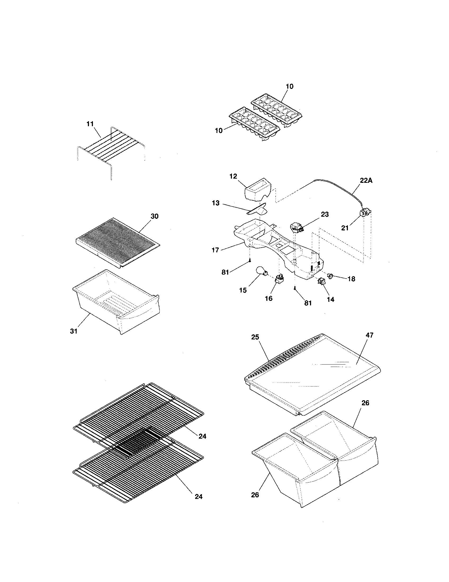 Kenmore 25360882407 shelves diagram