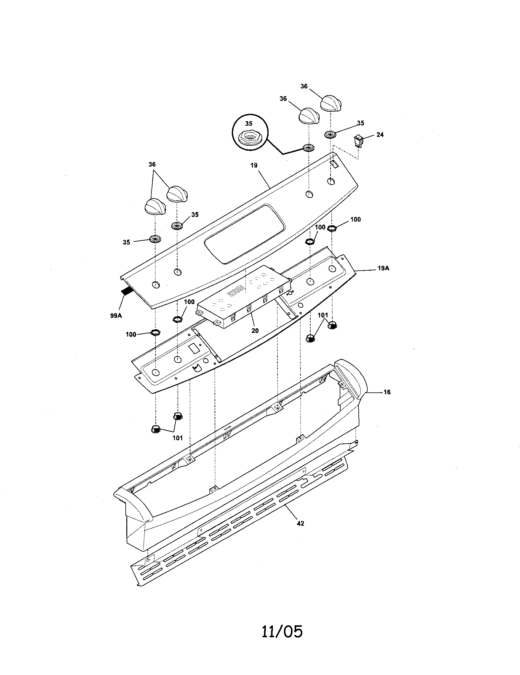 Frigidaire CFGS365EB1 backguard diagram