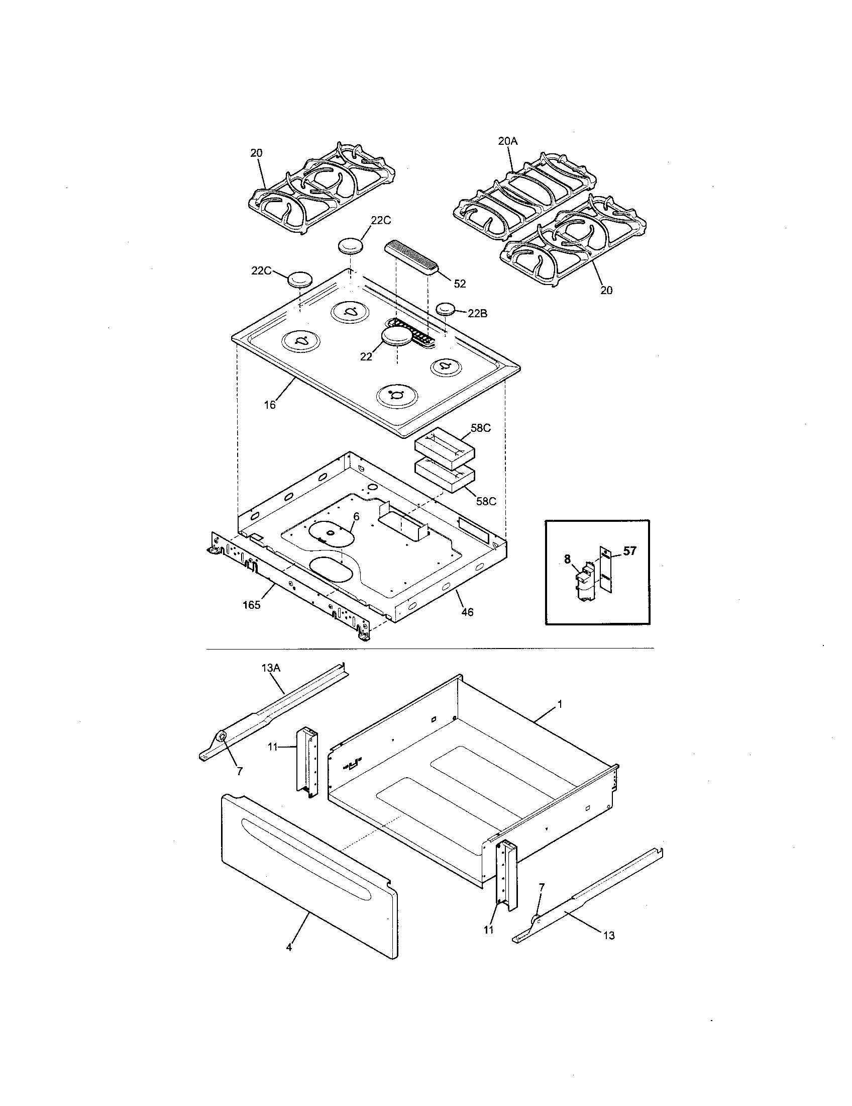 Frigidaire CFGS365EB1 top diagram