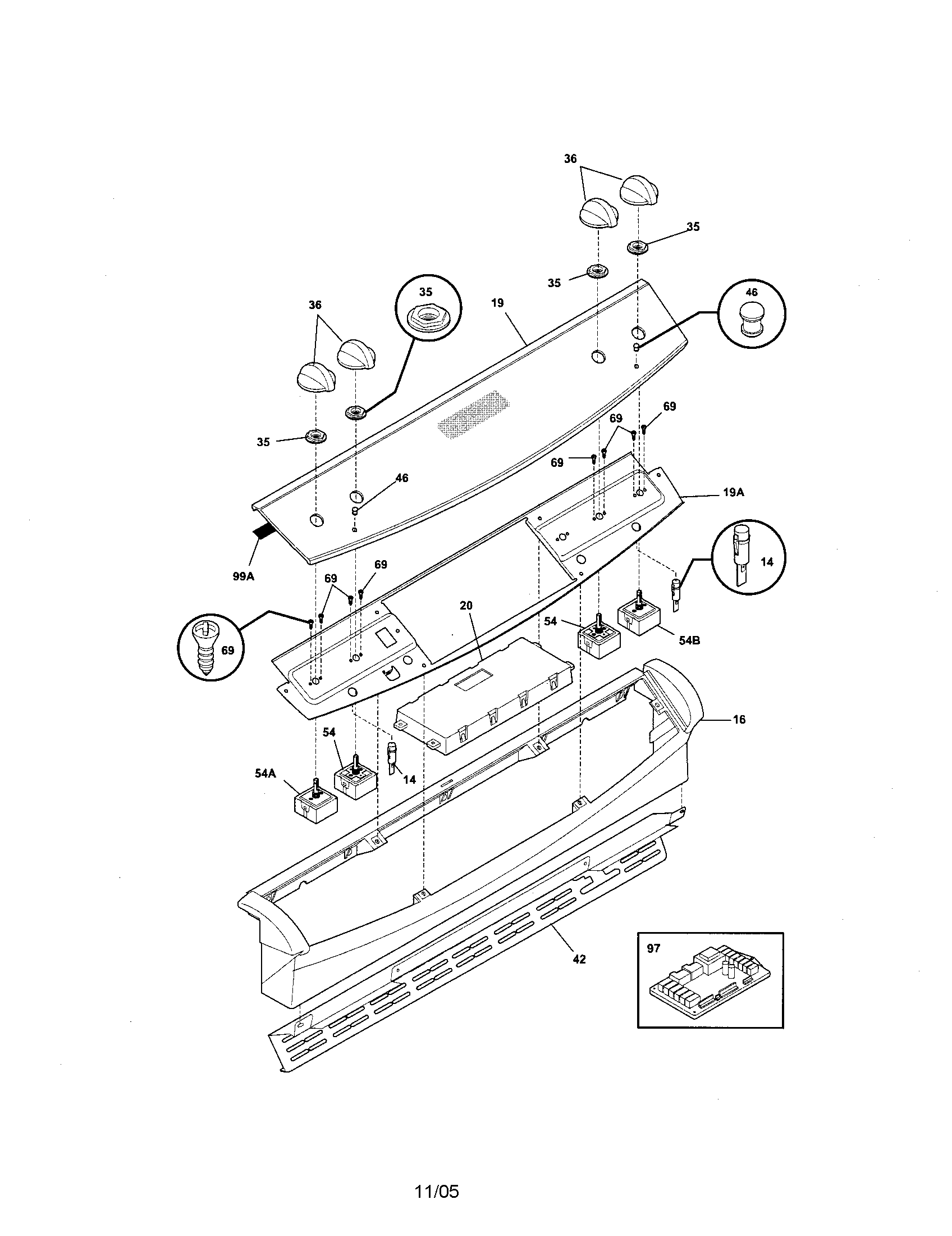 Frigidaire BFES368ES1 backguard diagram