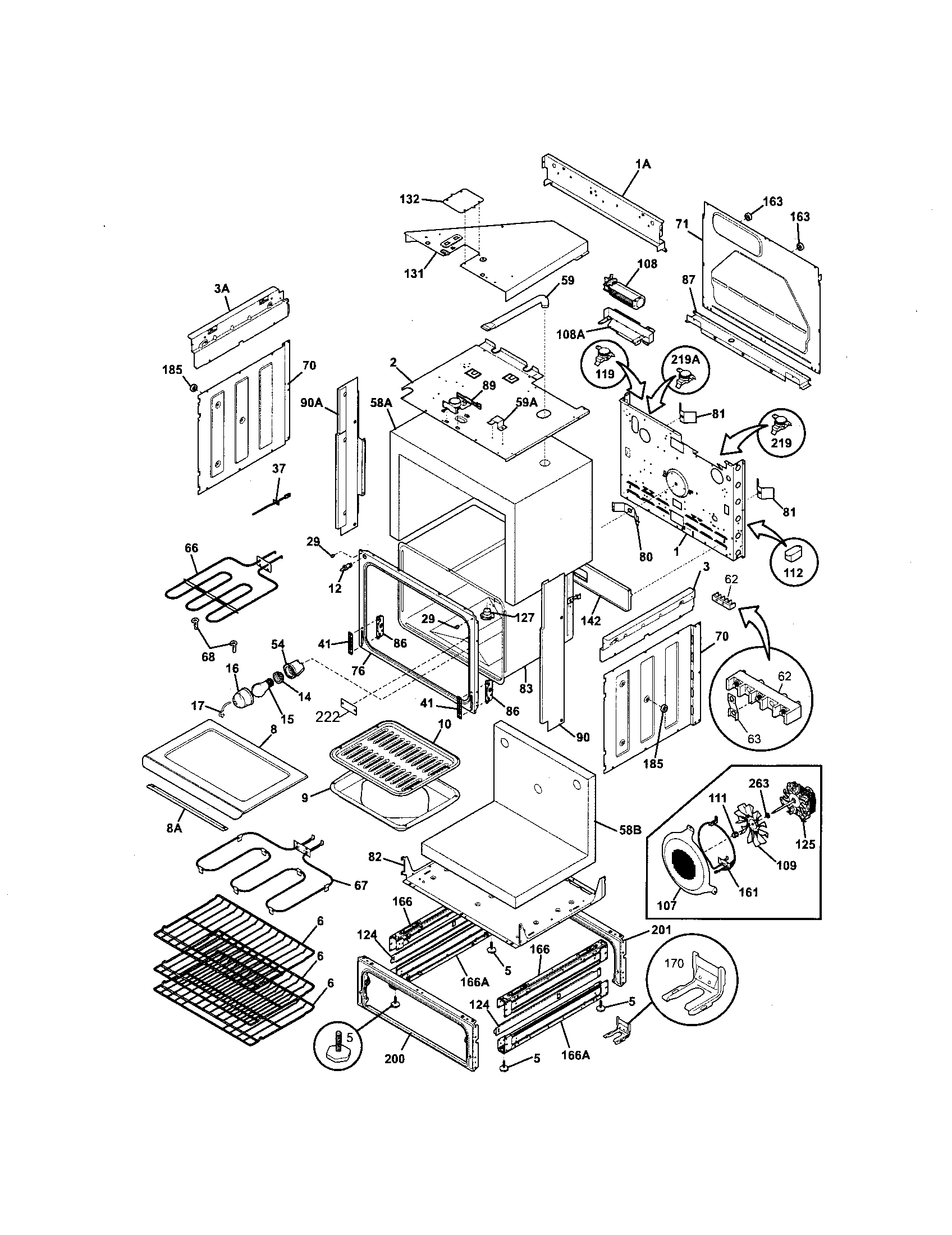 Frigidaire BFES368ES1 body diagram