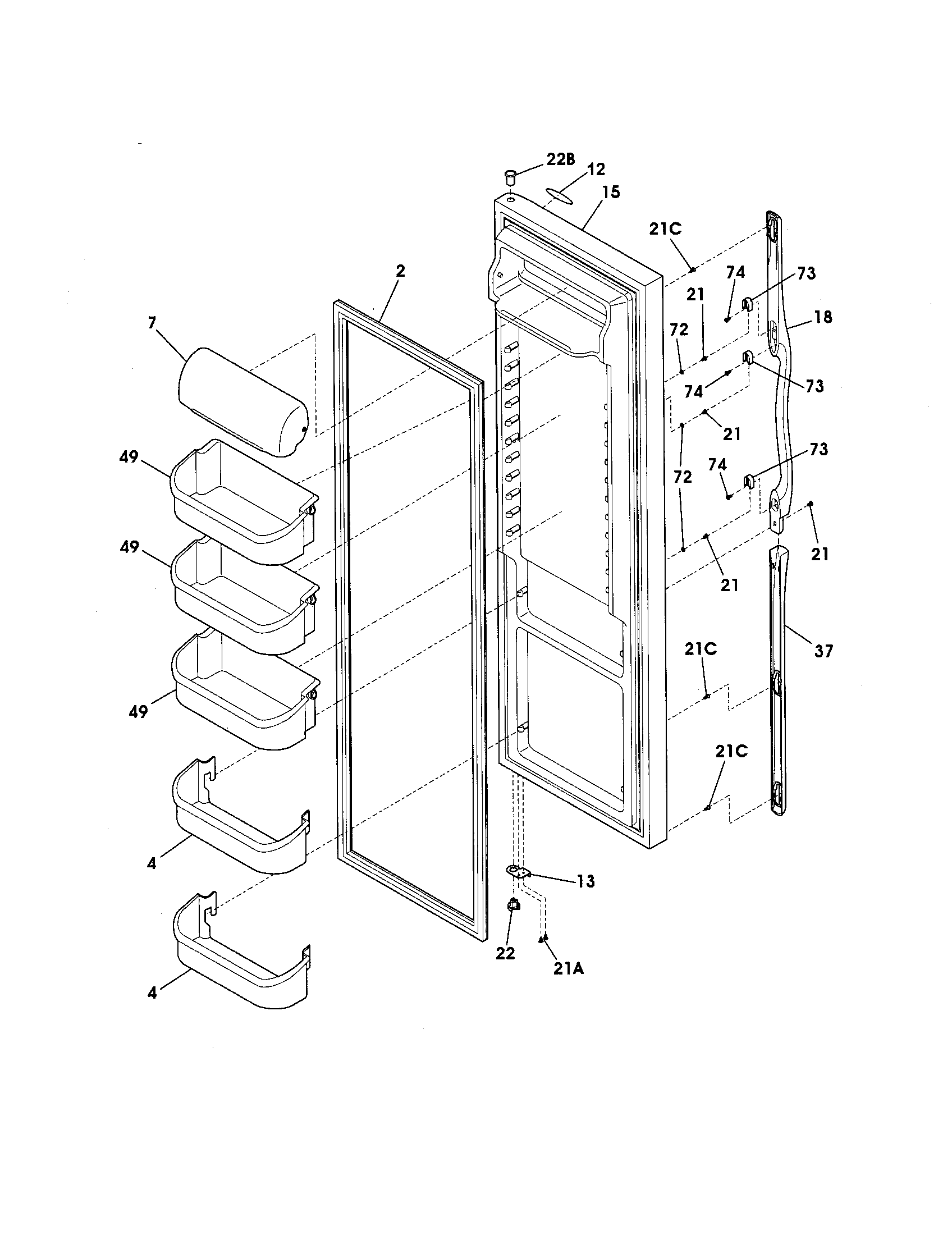 Frigidaire GS23HSZDPB6 refrigerator door diagram