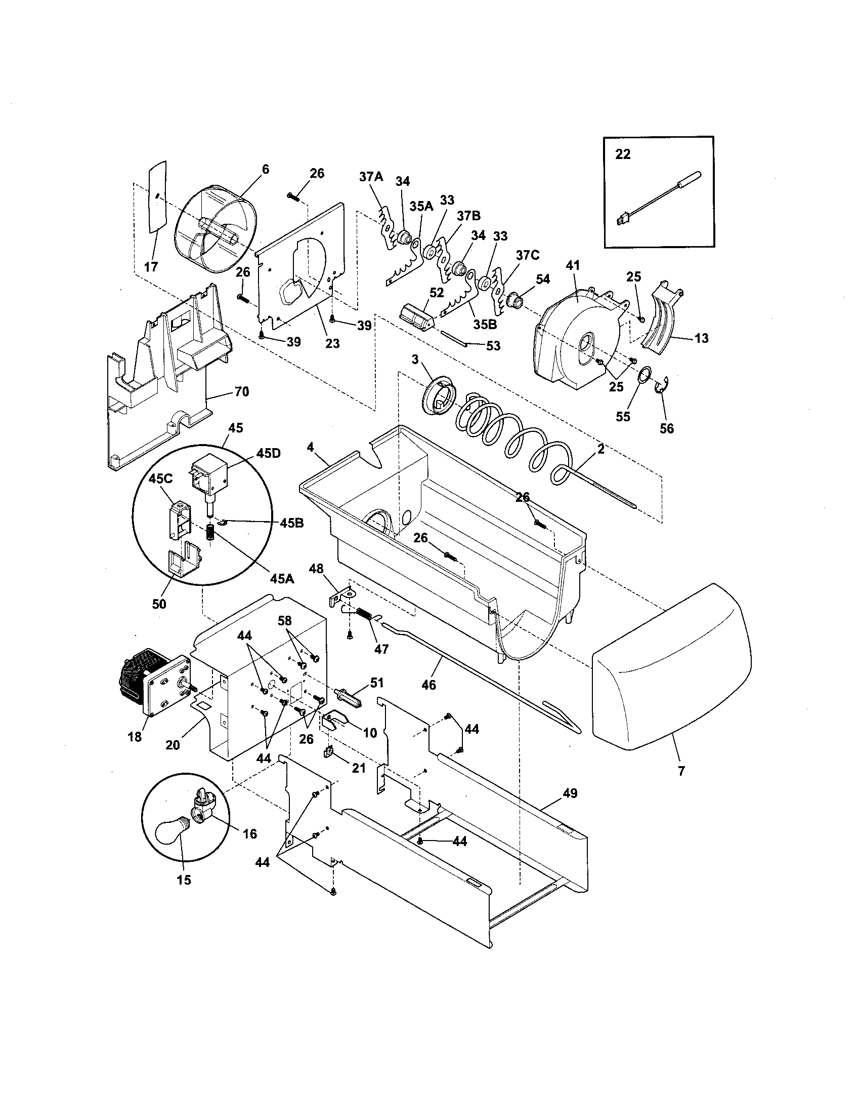 Frigidaire GS23HSZDPB6 ice container diagram