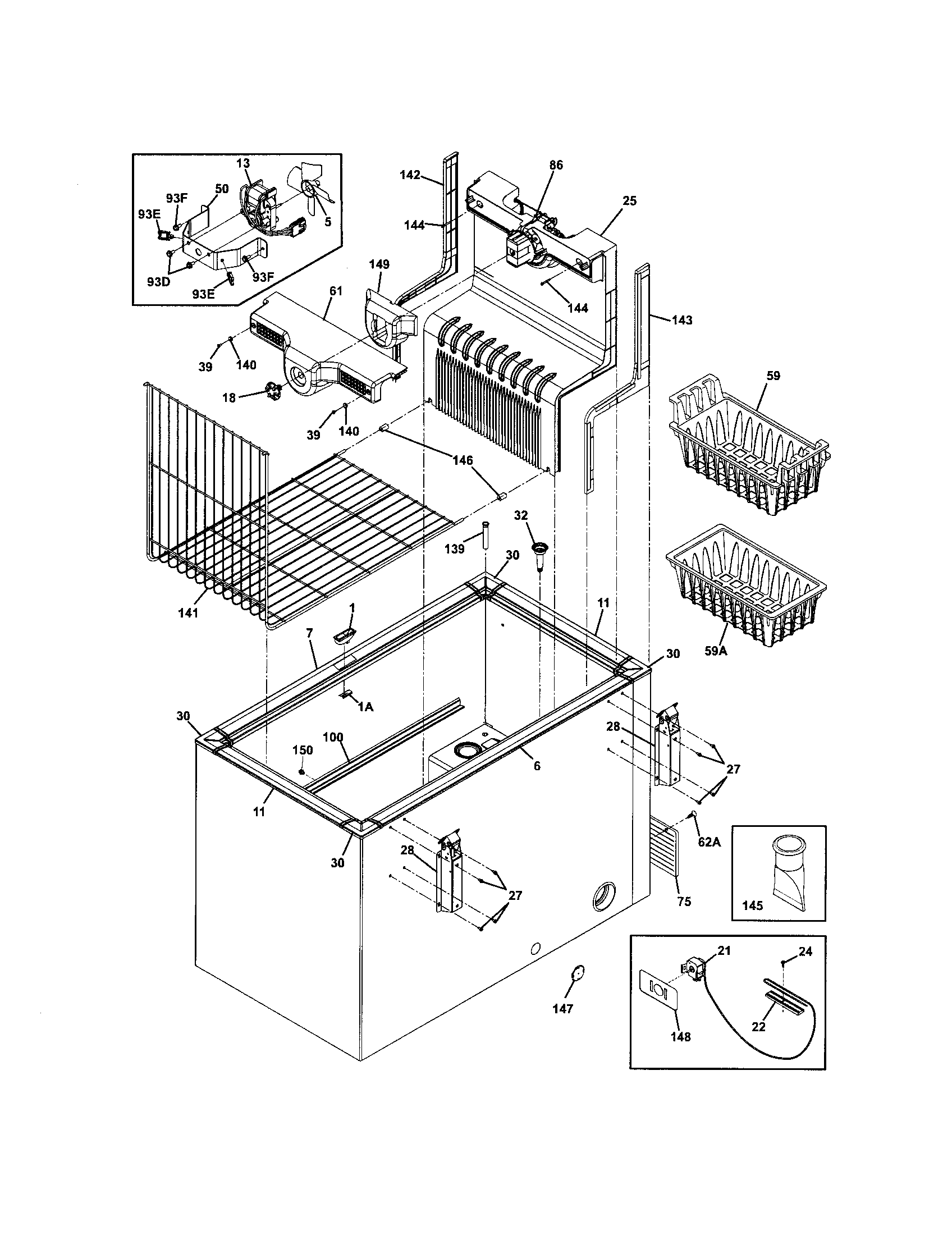 Frigidaire AFFC1466DW3 cabinet diagram