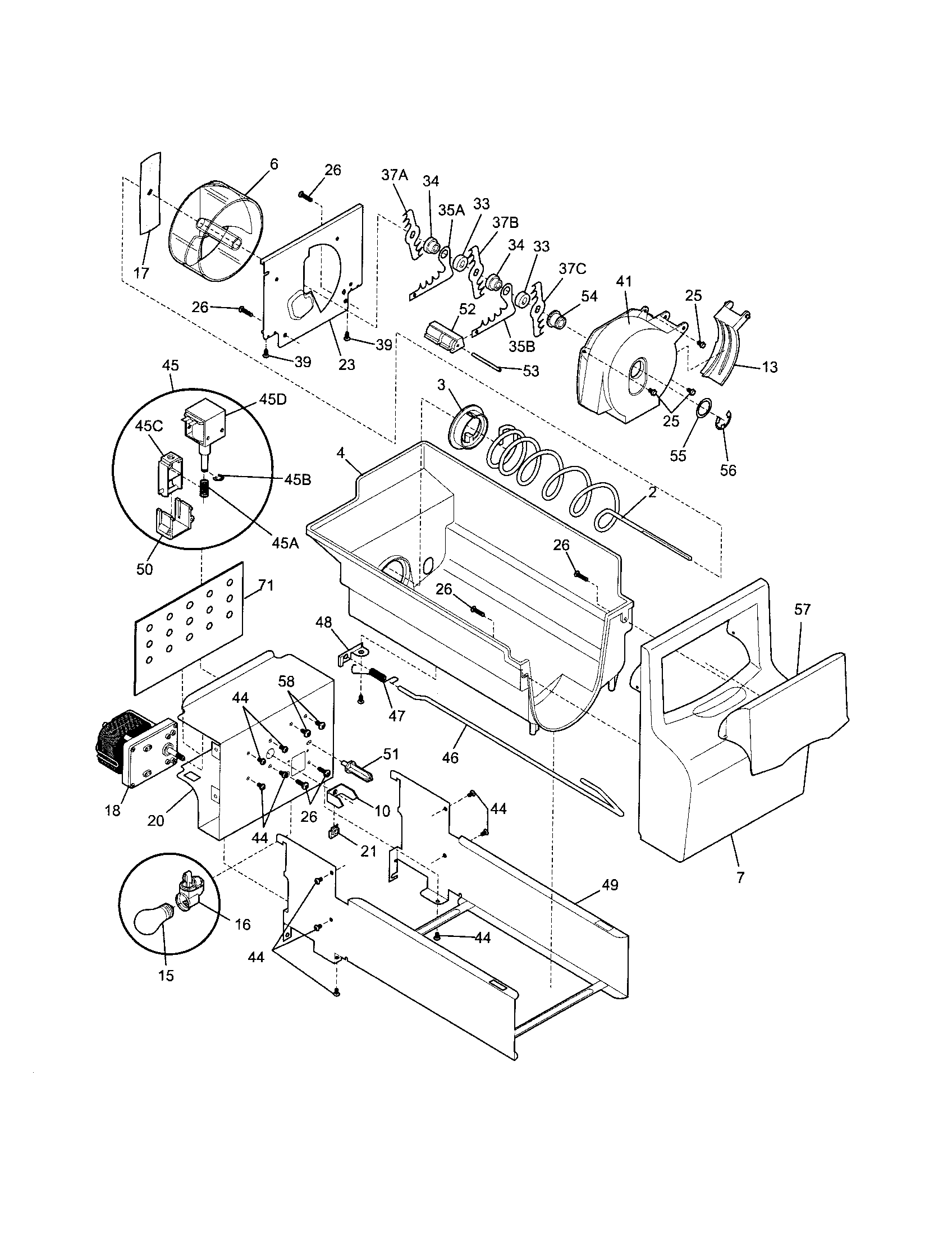 Frigidaire FRS26HR4DB4 ice container diagram