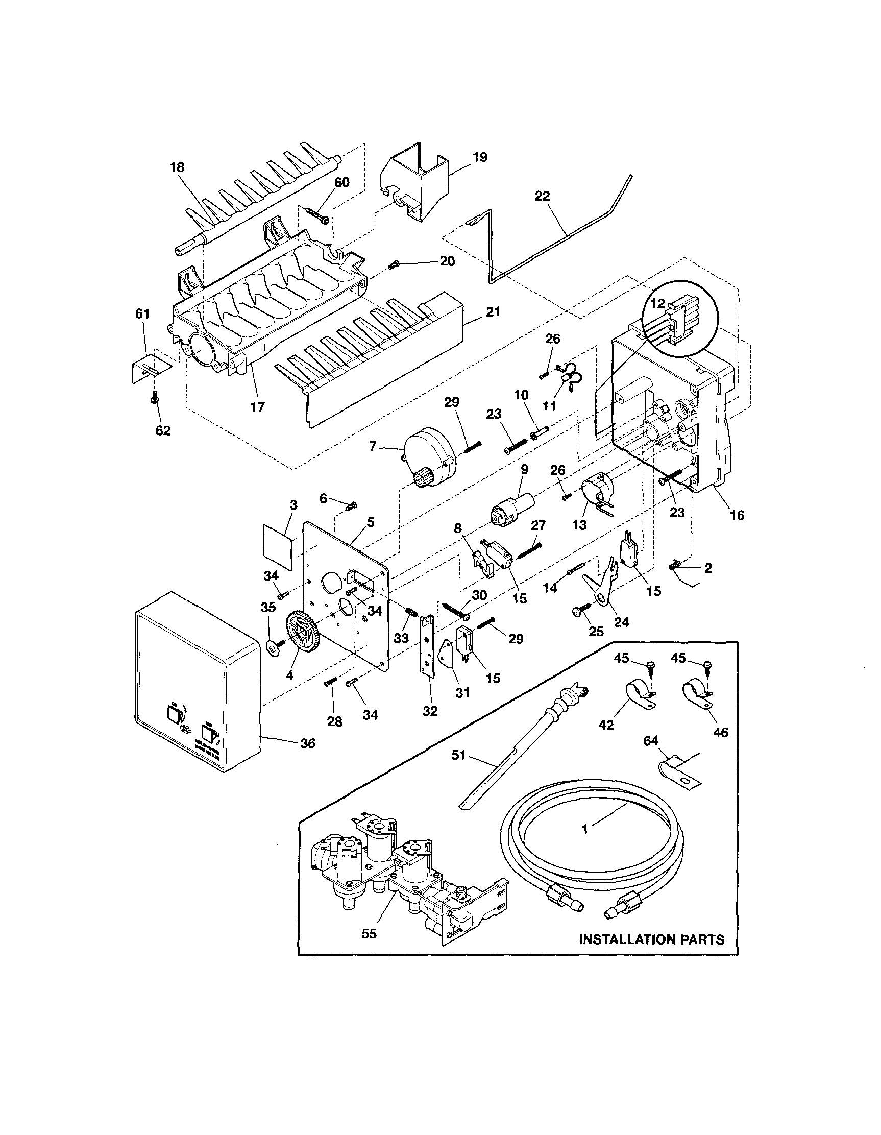 Frigidaire FRS26HR4DB4 ice maker diagram