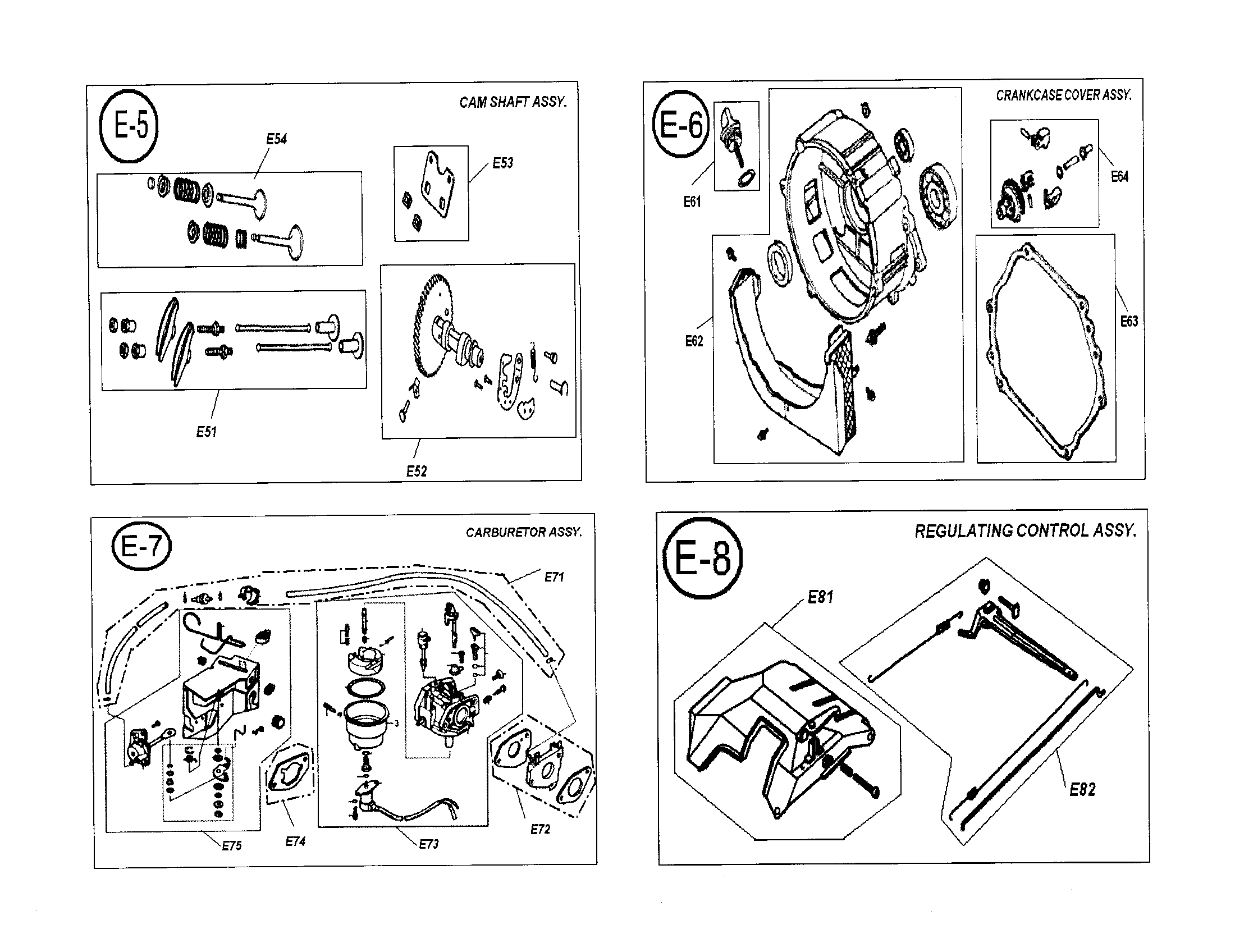 Okuma 5500-B SERIES carburetor/cam shaft diagram