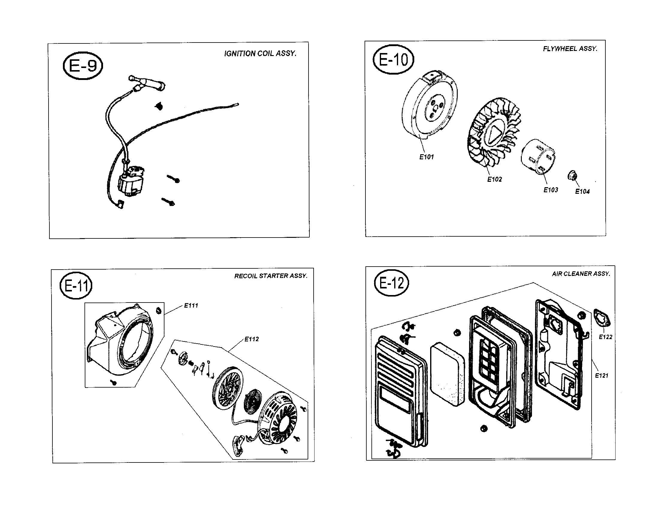 Okuma 5500-B SERIES ignition coil/starter/air cleaner diagram