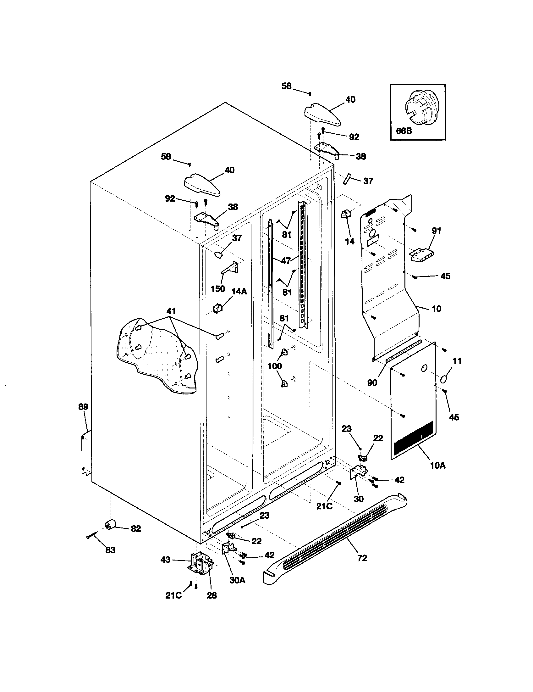 Frigidaire FRS23KF6EW3 cabinet diagram