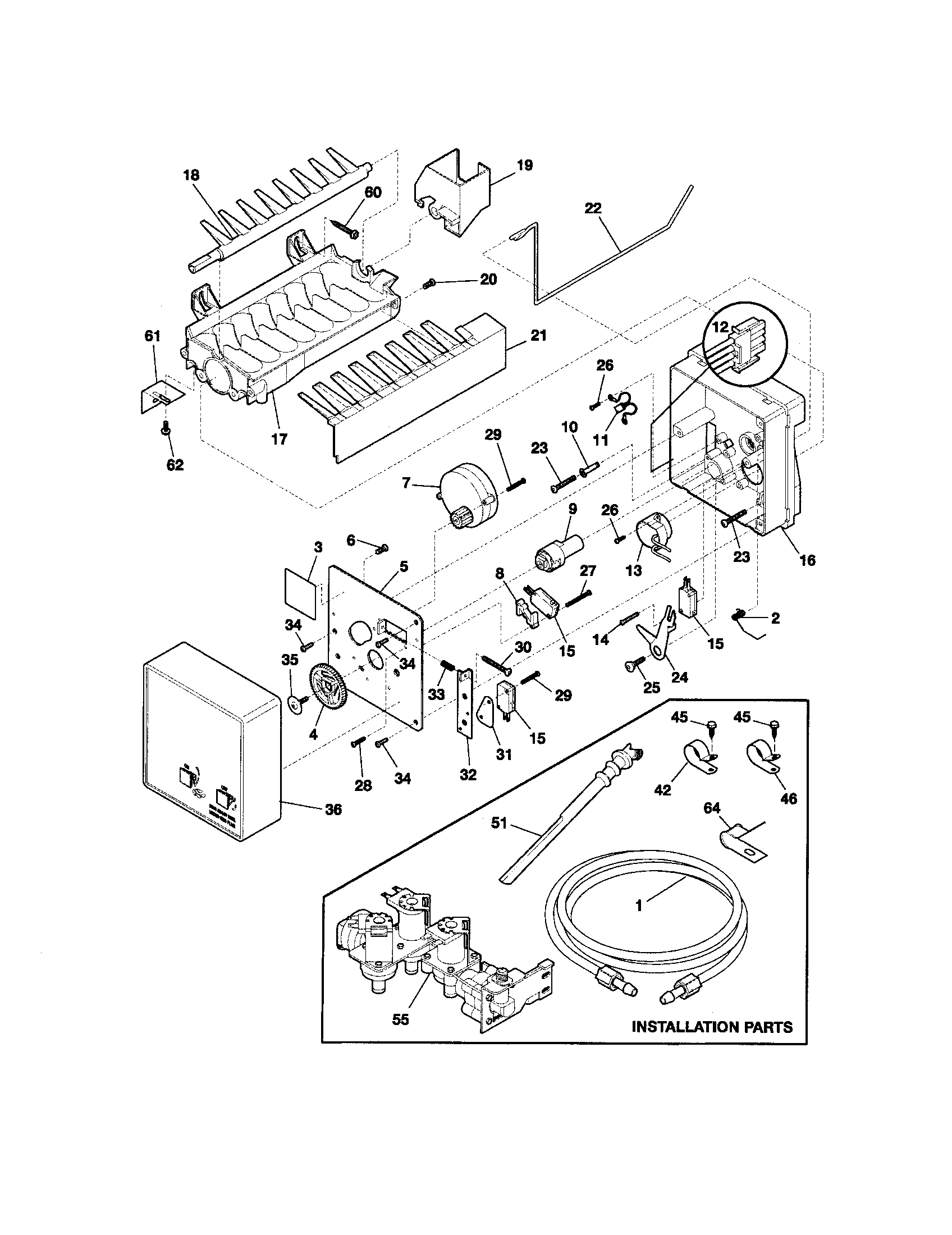 Frigidaire FRS23KF6EW3 ice maker diagram