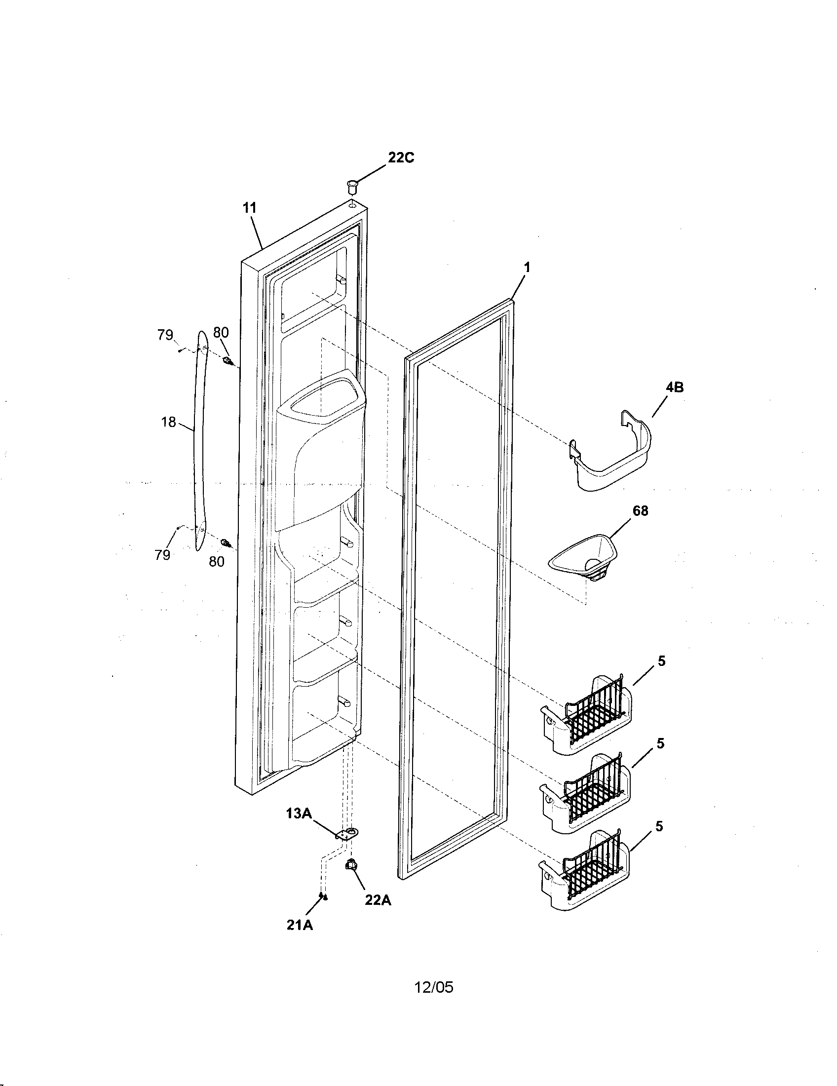 Kenmore Elite 25344382402 freezer door diagram