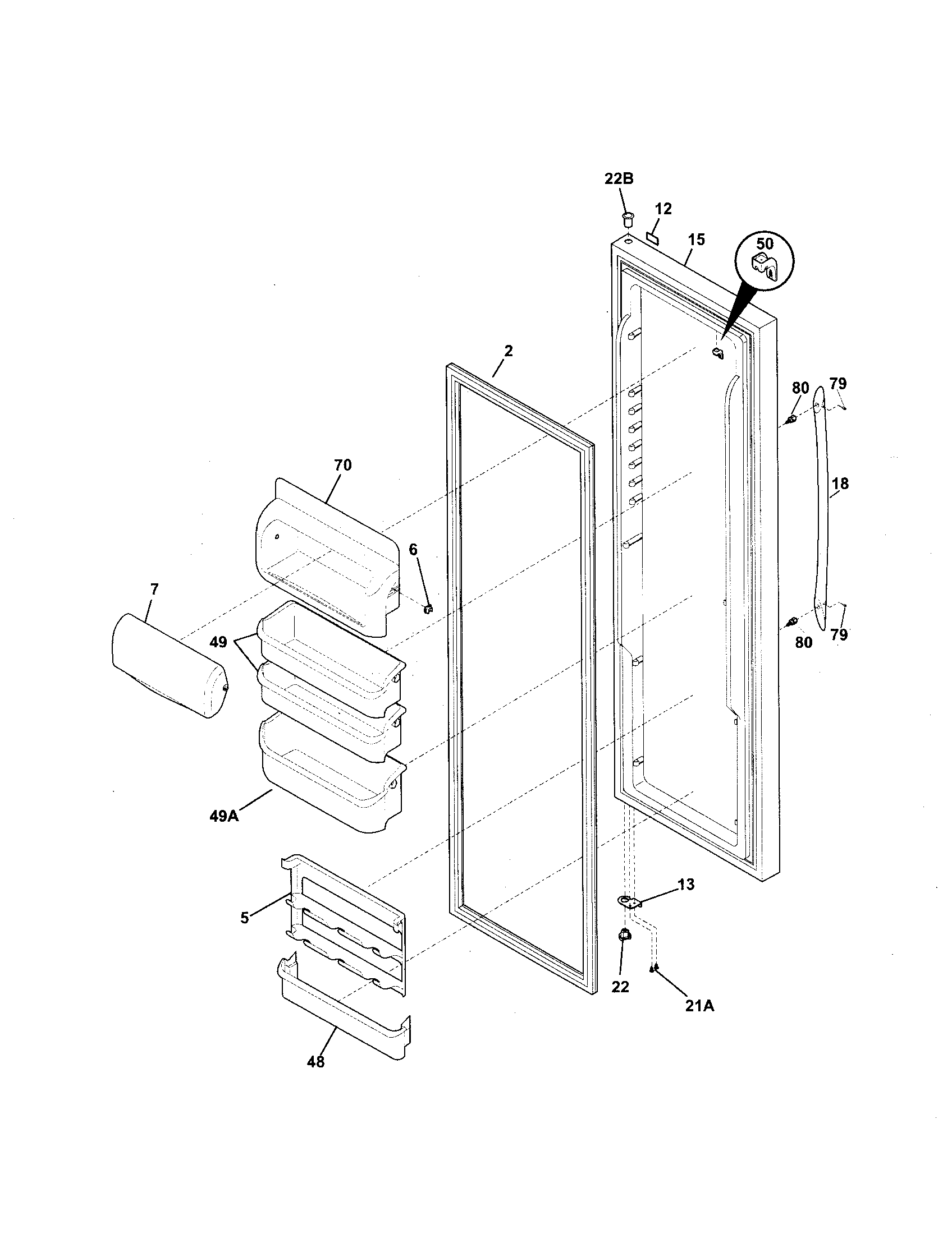 Kenmore Elite 25344382402 refrigerator door diagram