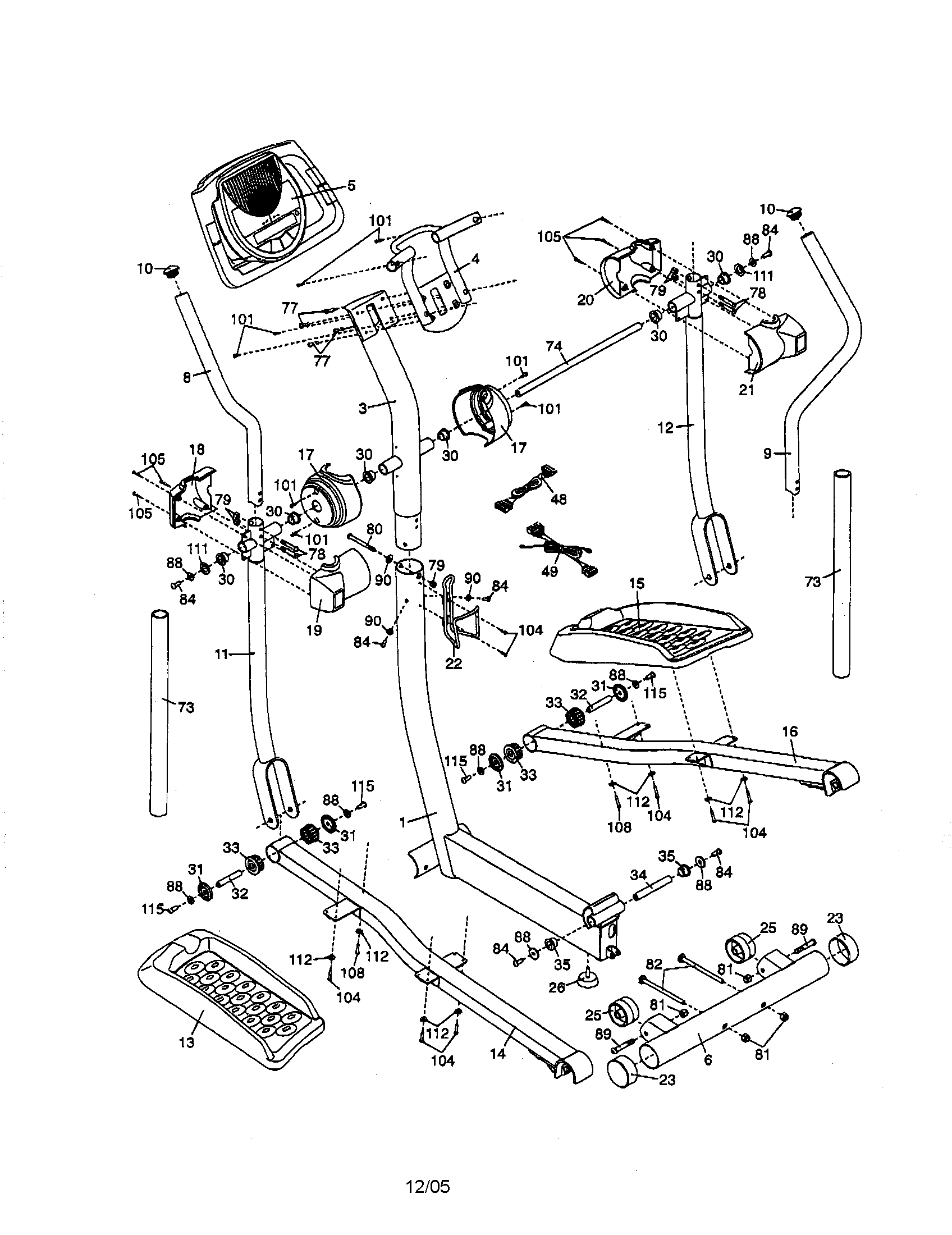 Proform 831285441 console/pedals/base diagram