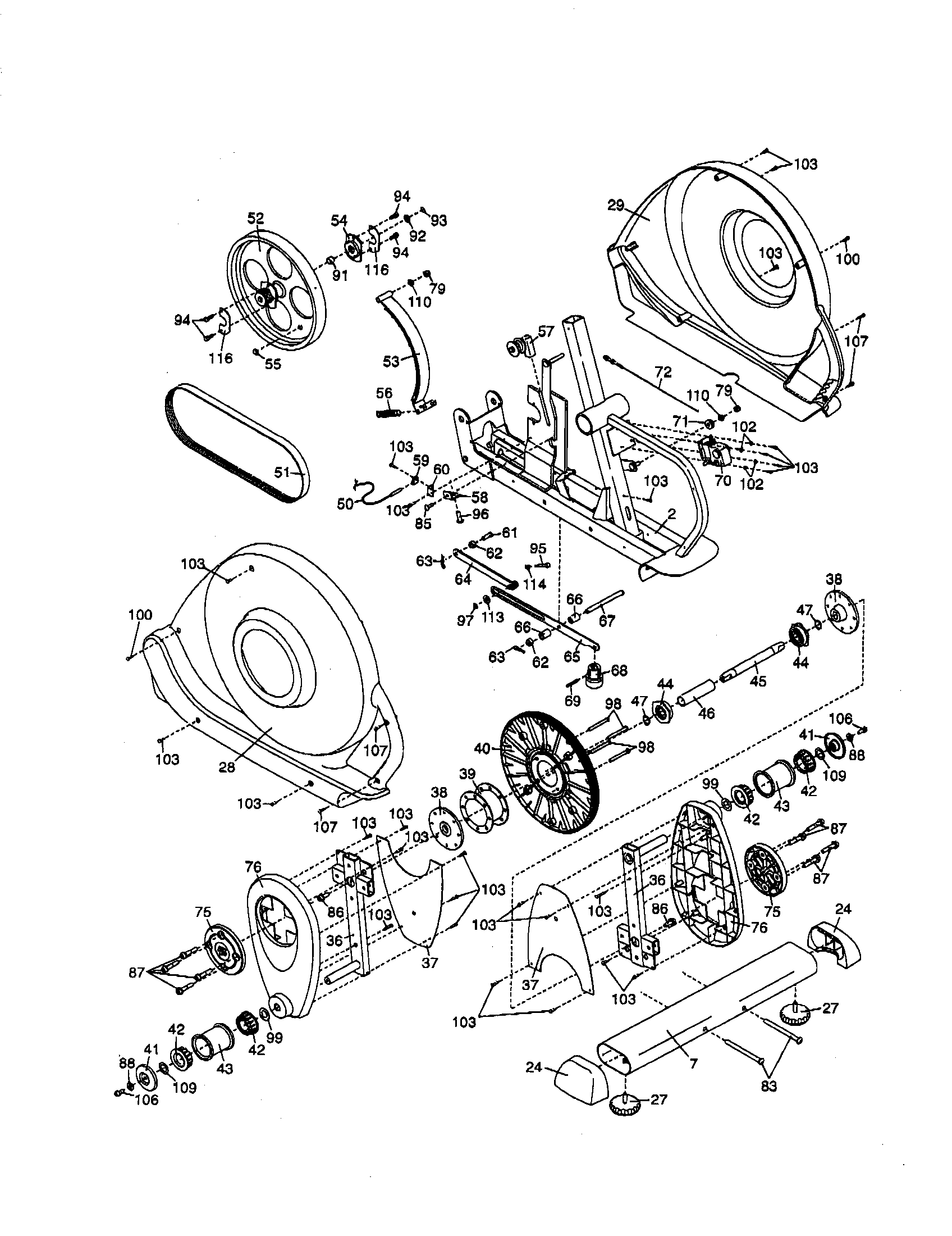 Proform 831285441 frame/sideshields diagram