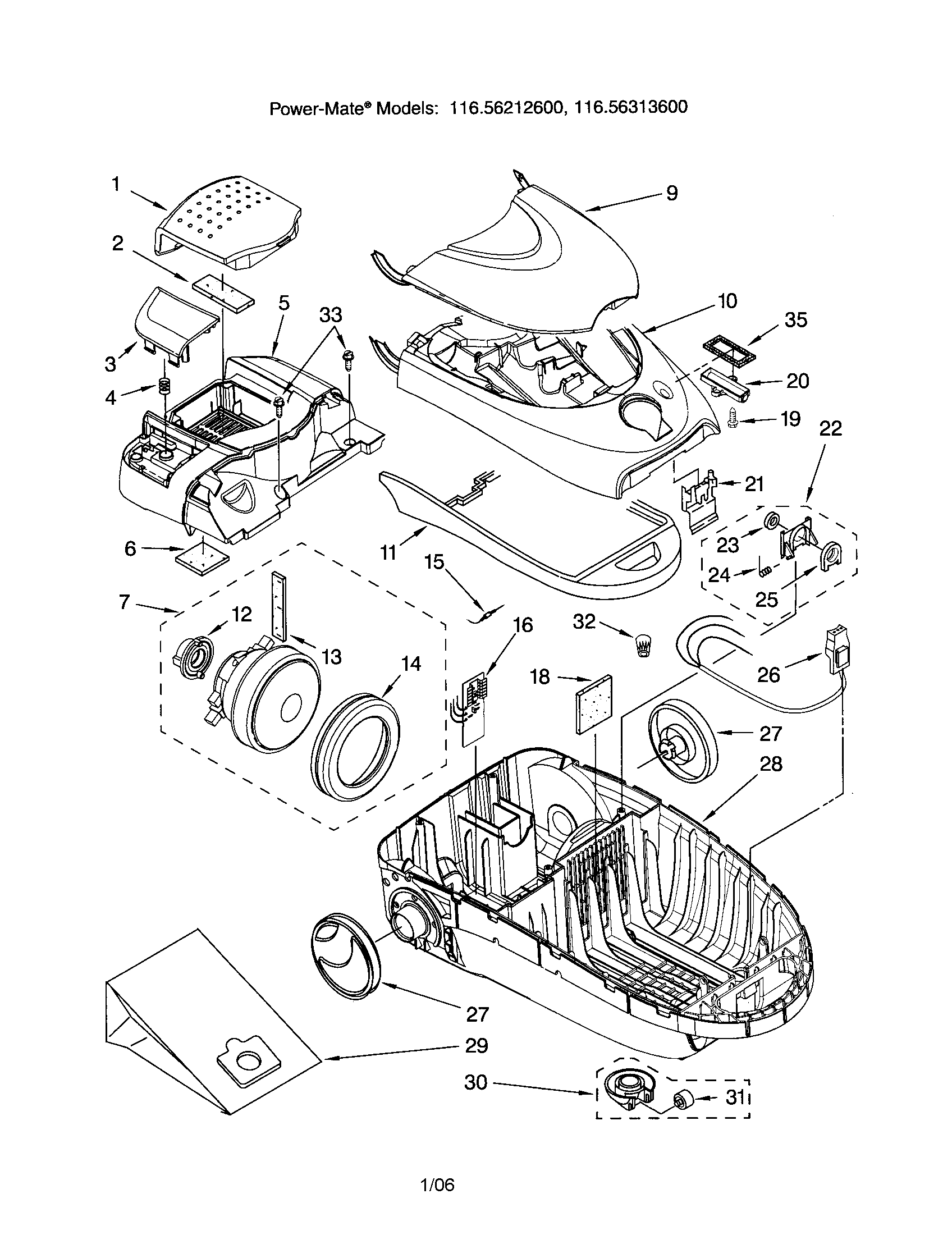 Kenmore 11626312600 canister diagram
