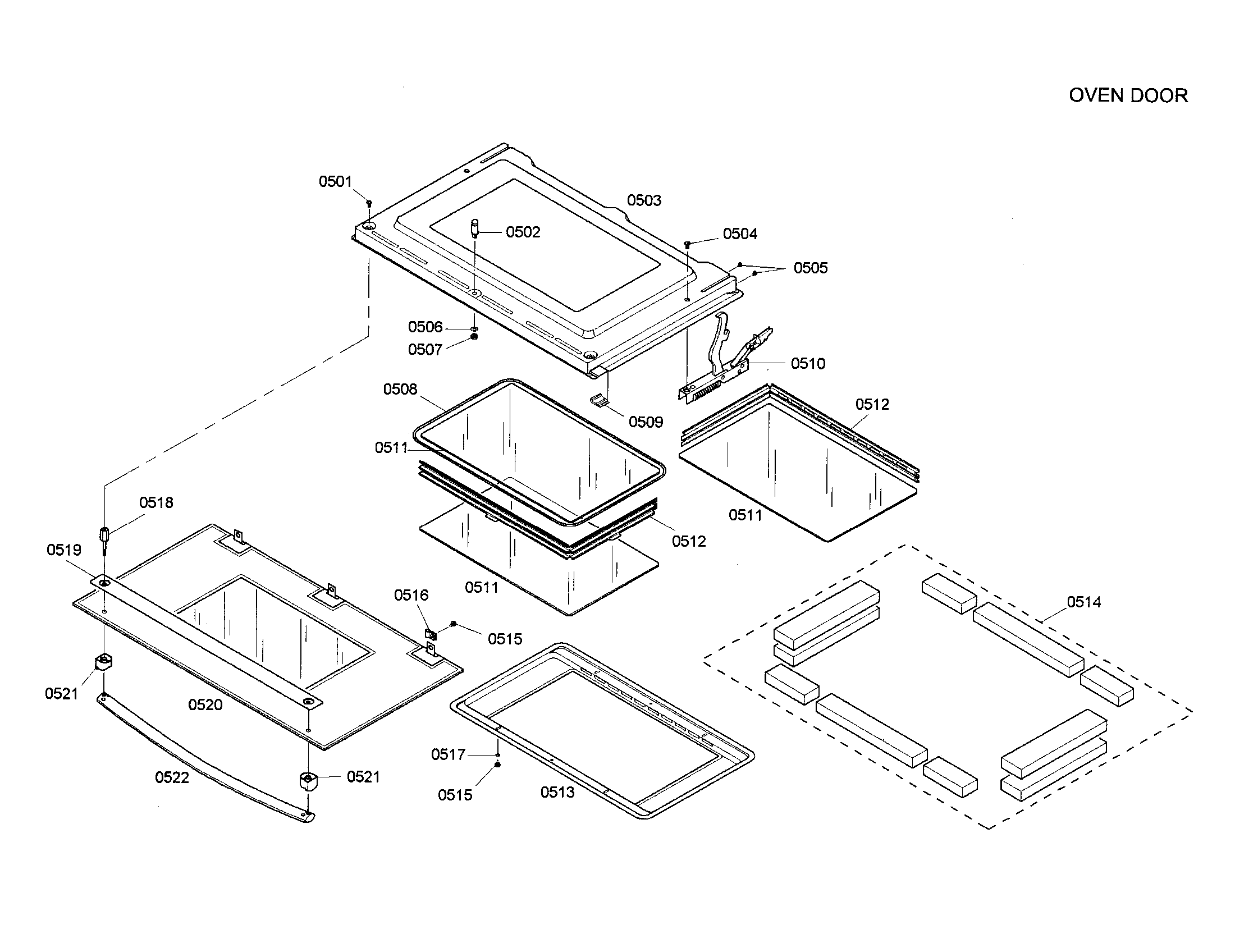 Bosch HBN5036AUC/01 oven door diagram