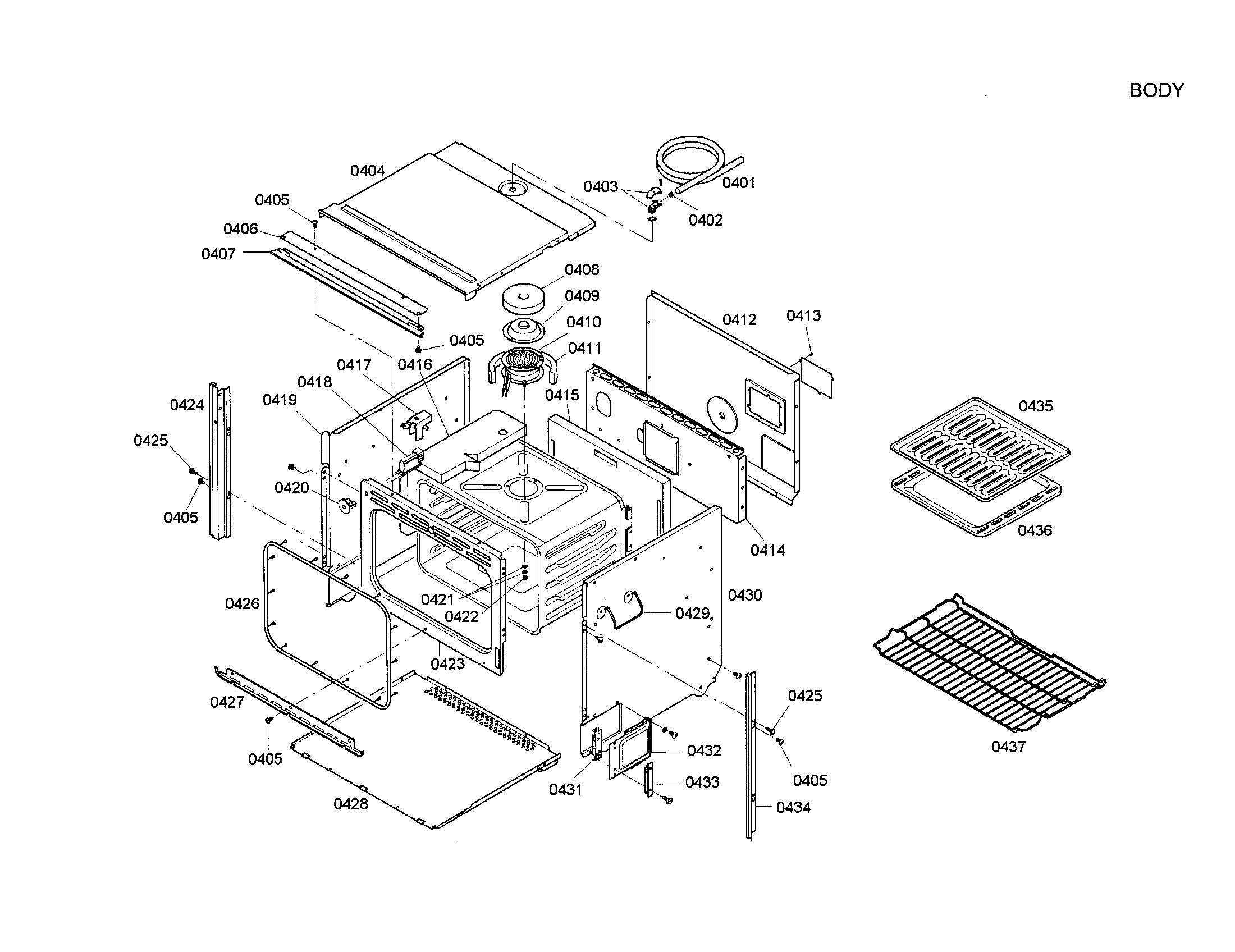 Bosch HBN5042AUC/01 body diagram