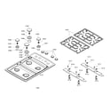 Bosch NGP745UC/01 grate/burner cap/maintop/jet holder diagram