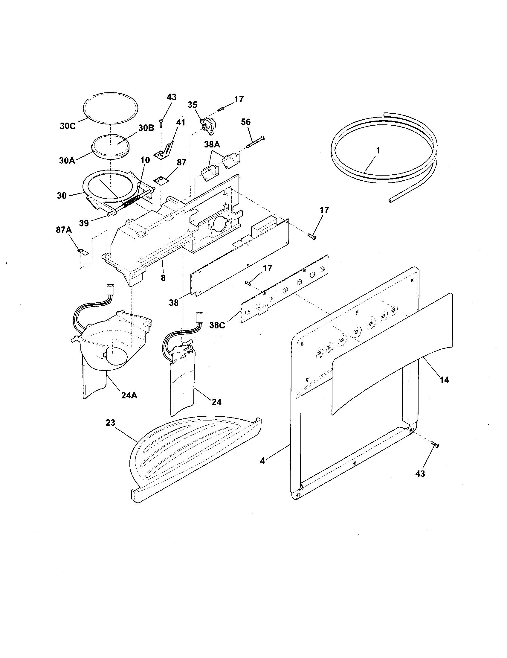 Kenmore 25356282407 ice and water dispenser diagram