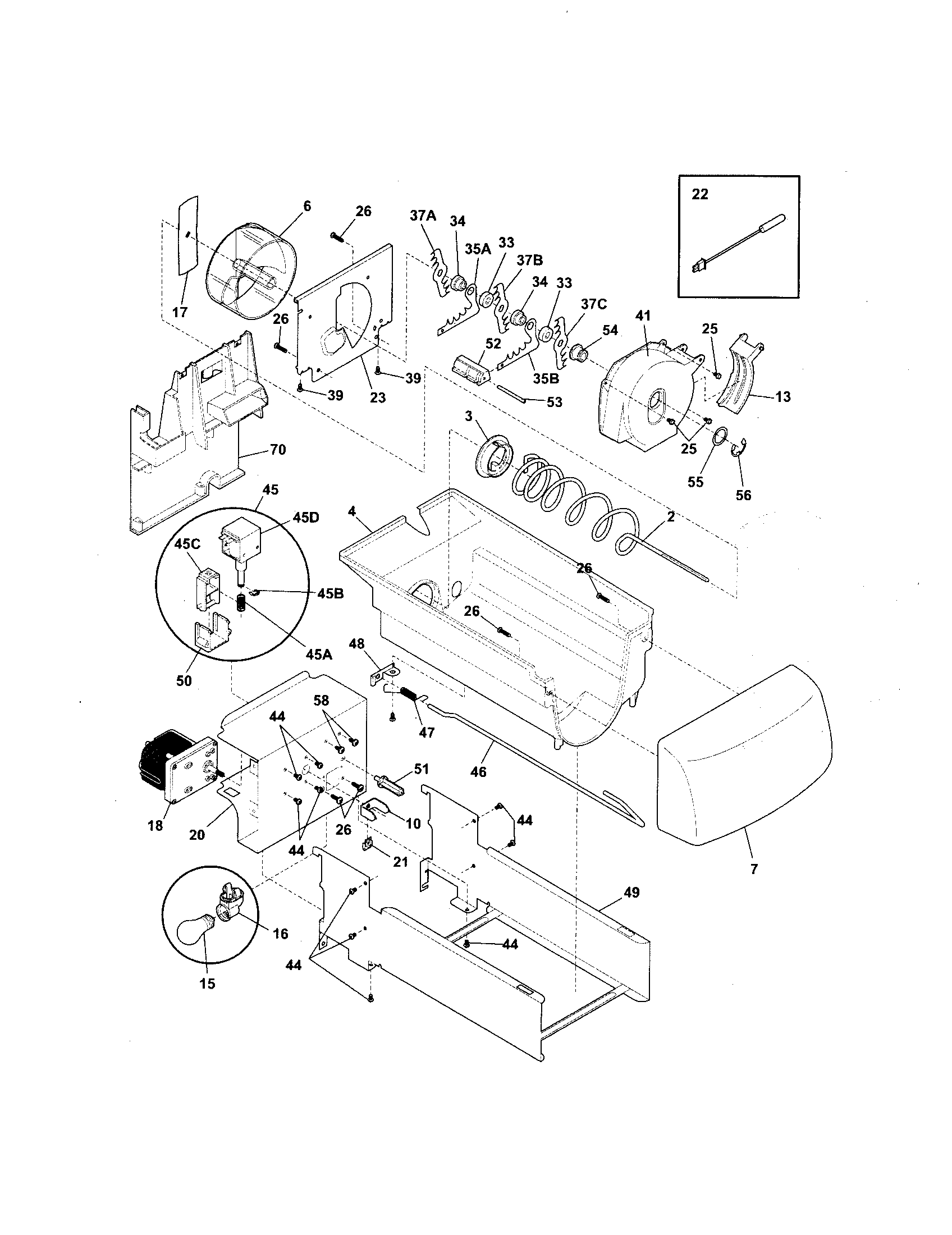 Kenmore 25356282407 ice container diagram