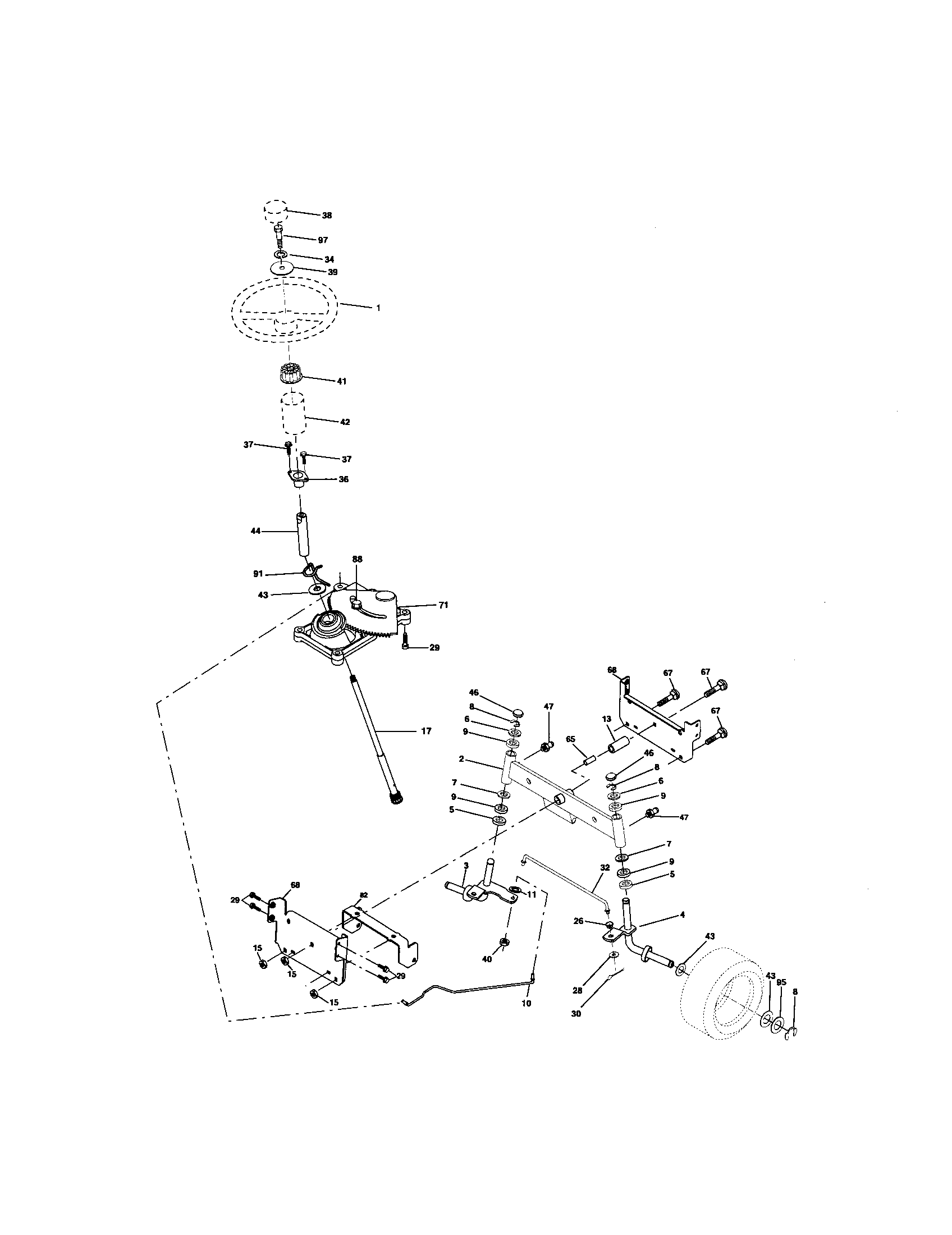 Craftsman 917276390 steering assembly diagram