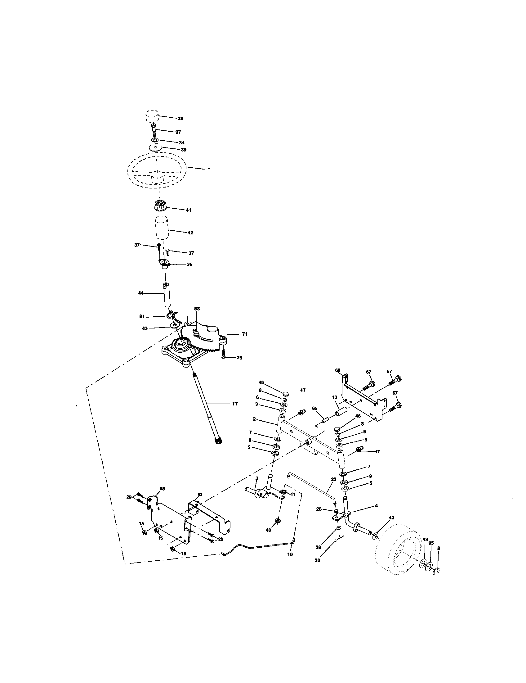 Craftsman 917276410 steering assembly diagram