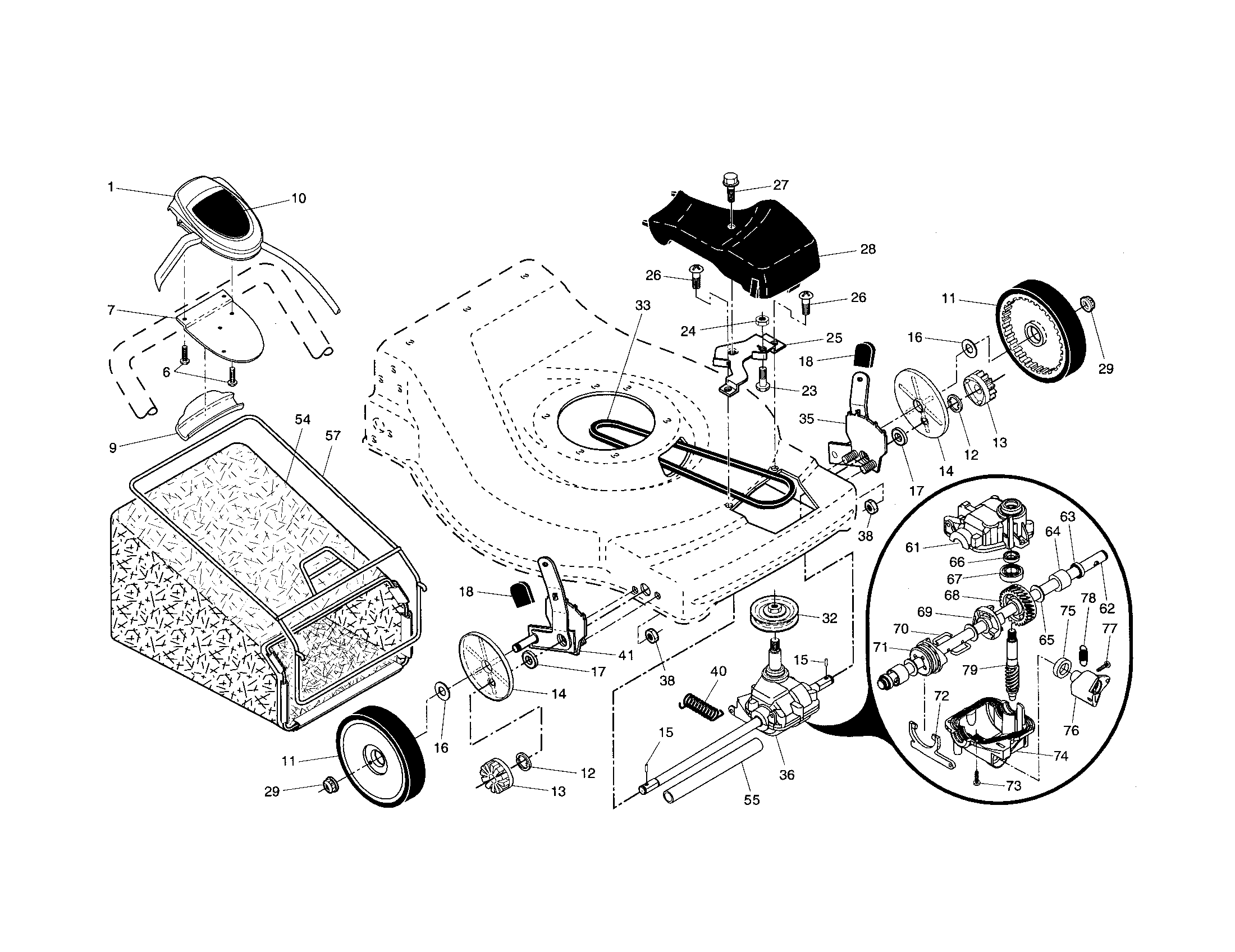 Craftsman 917389892 wheels/tires/bag diagram