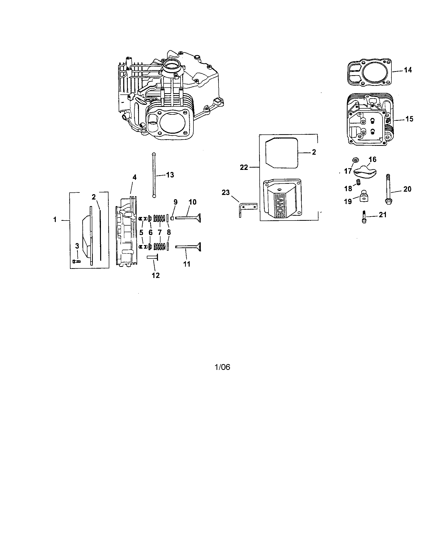 Craftsman 917276922 cylinder head, valve and breather diagram