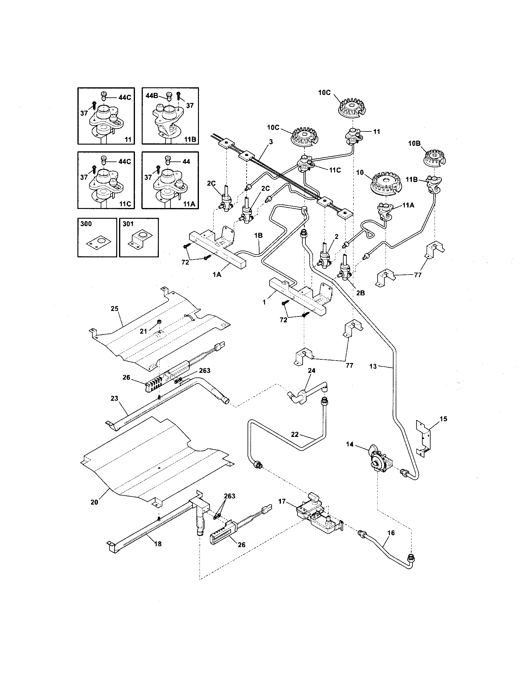 Frigidaire FGS365EQB burner diagram