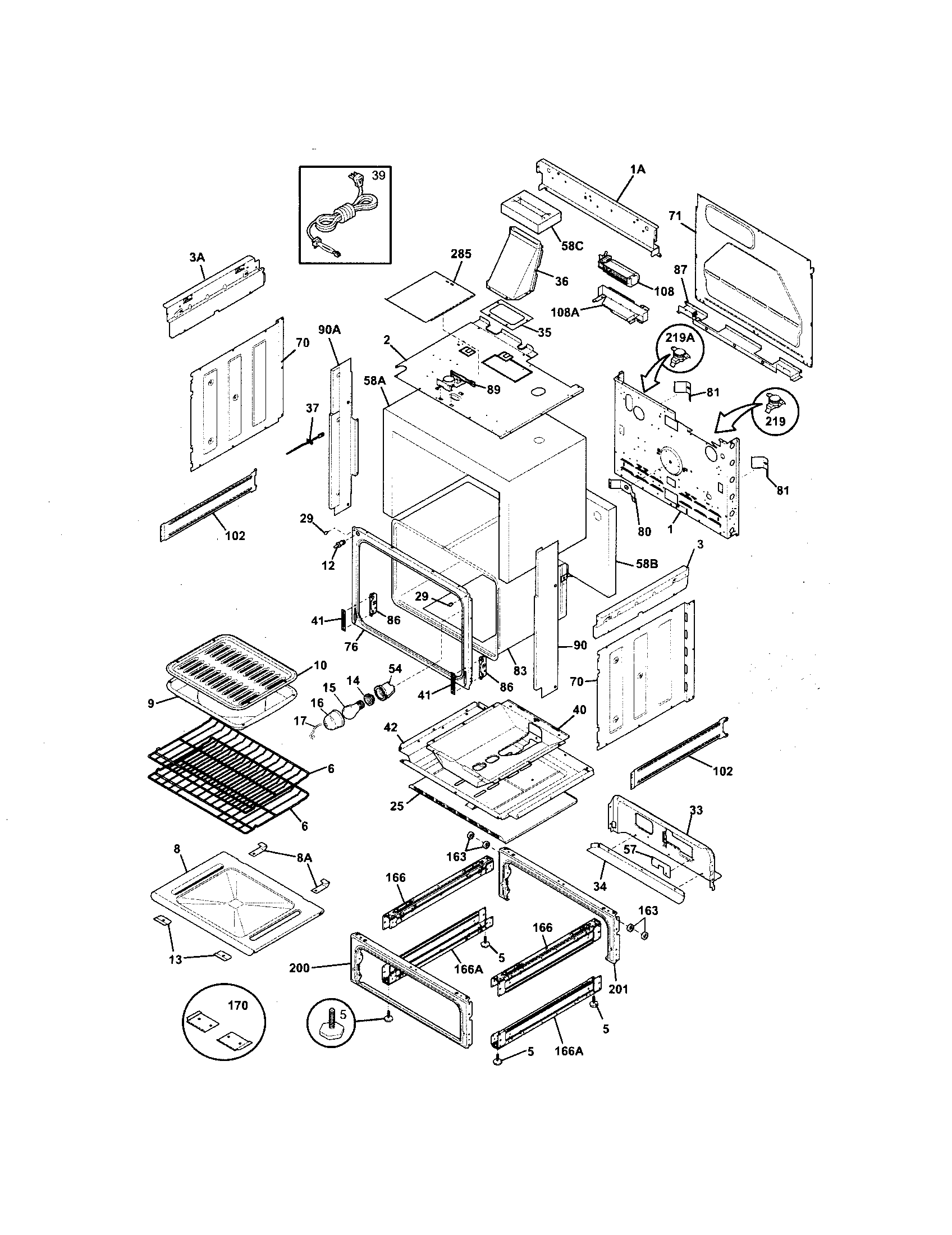 Frigidaire FGS365EQB body diagram