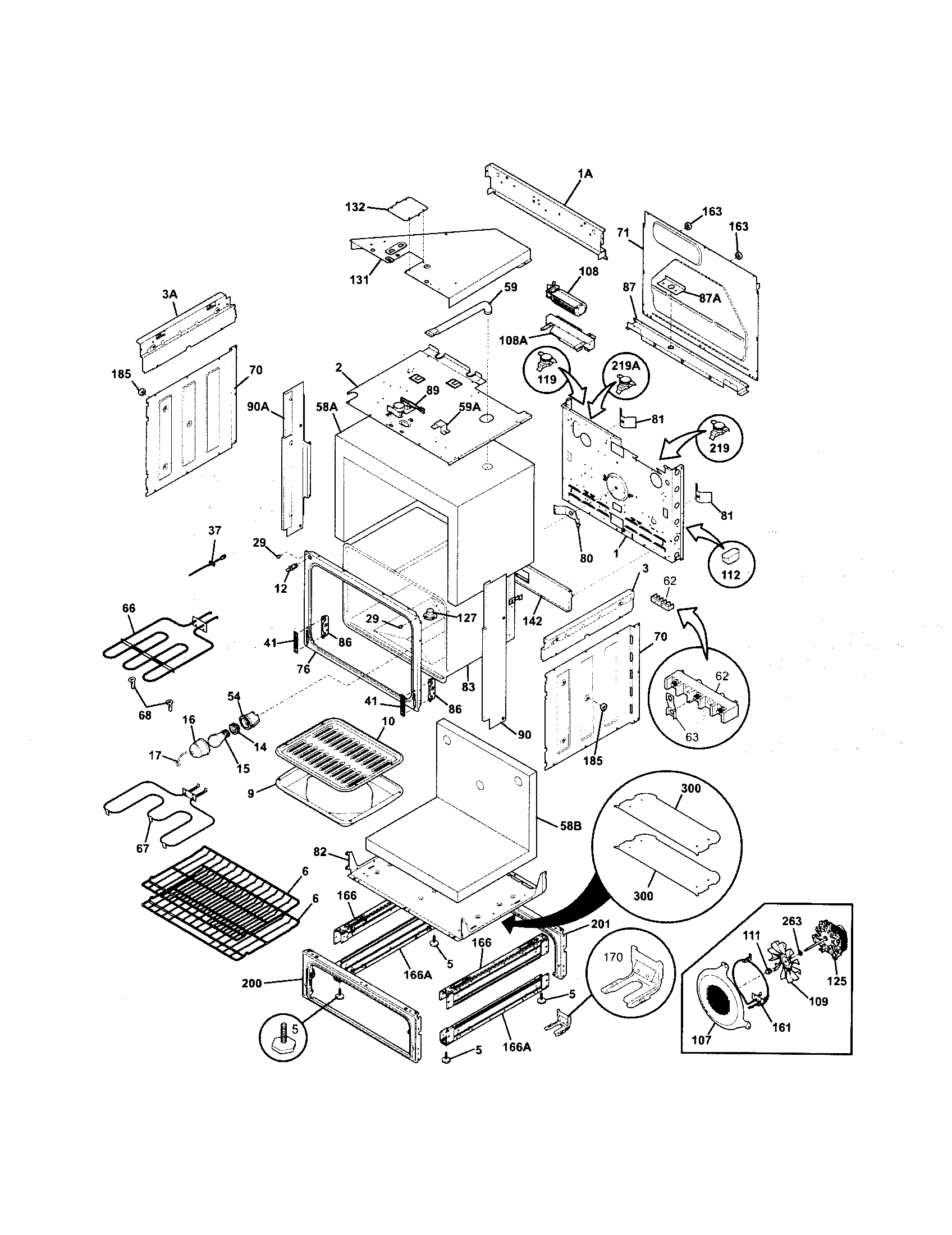Frigidaire FES366EBB body diagram