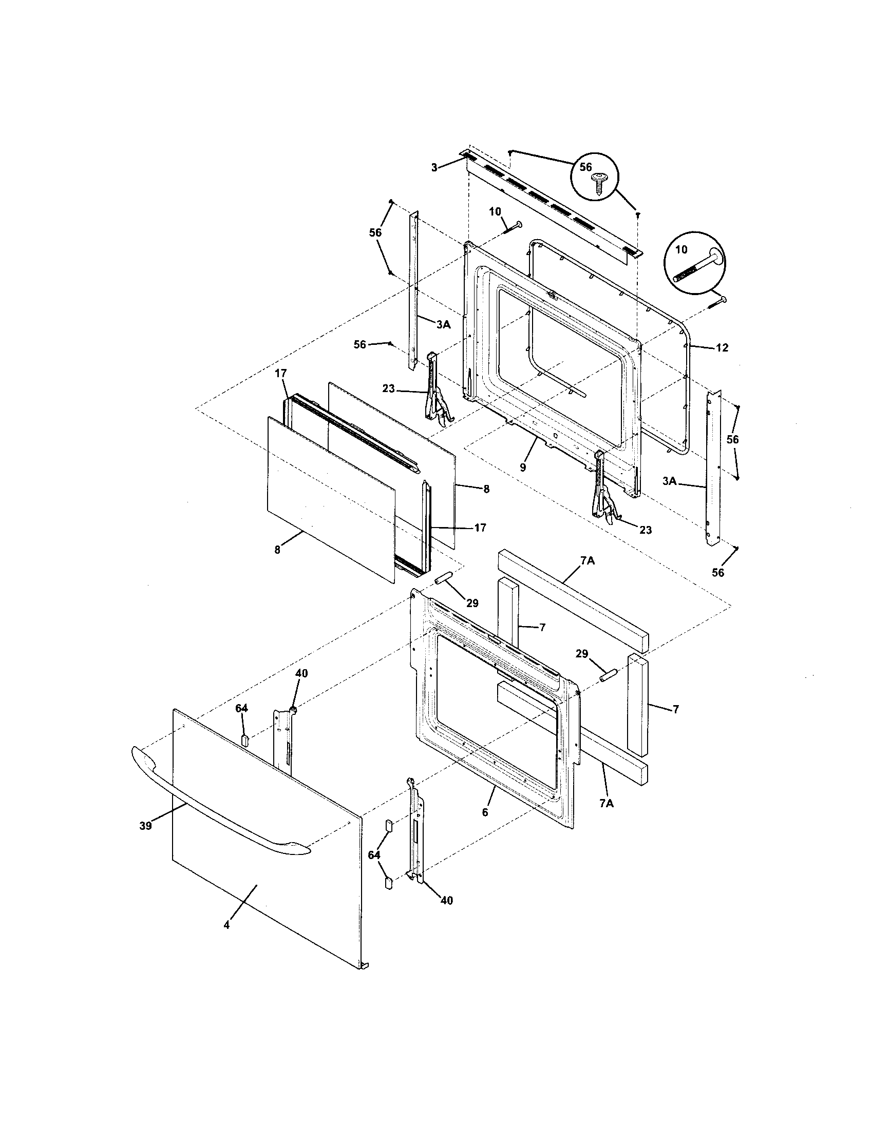 Frigidaire FES366EBB door diagram