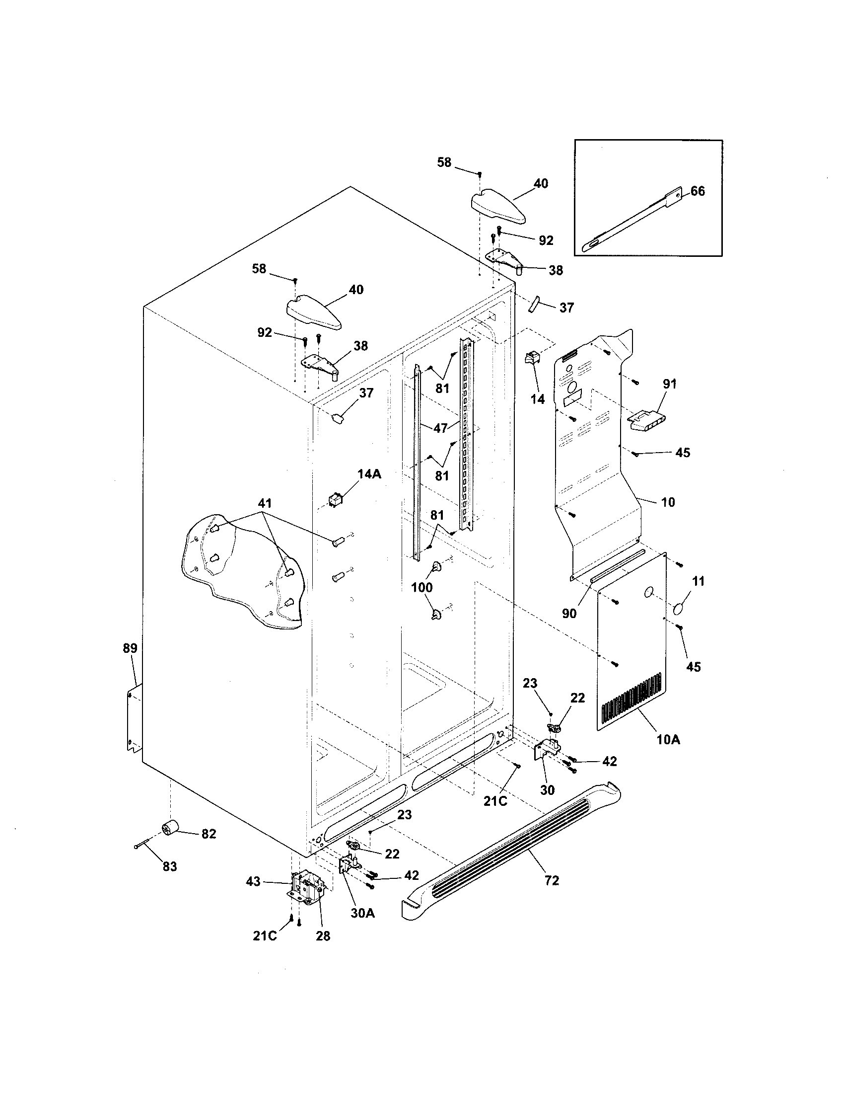 Frigidaire FRSHT5EFSB0 cabinet diagram