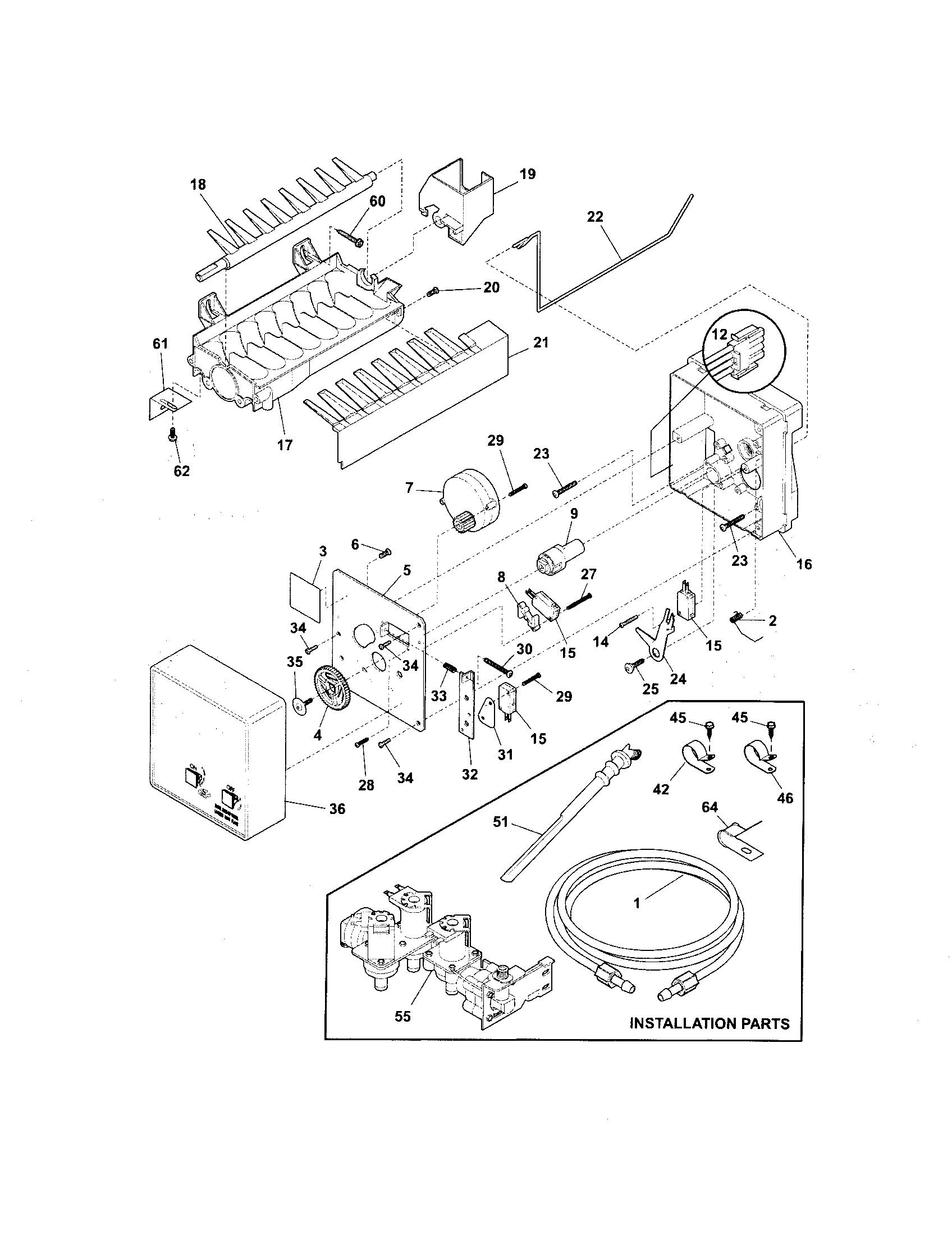 Frigidaire FRSHT5EFSB0 ice maker diagram