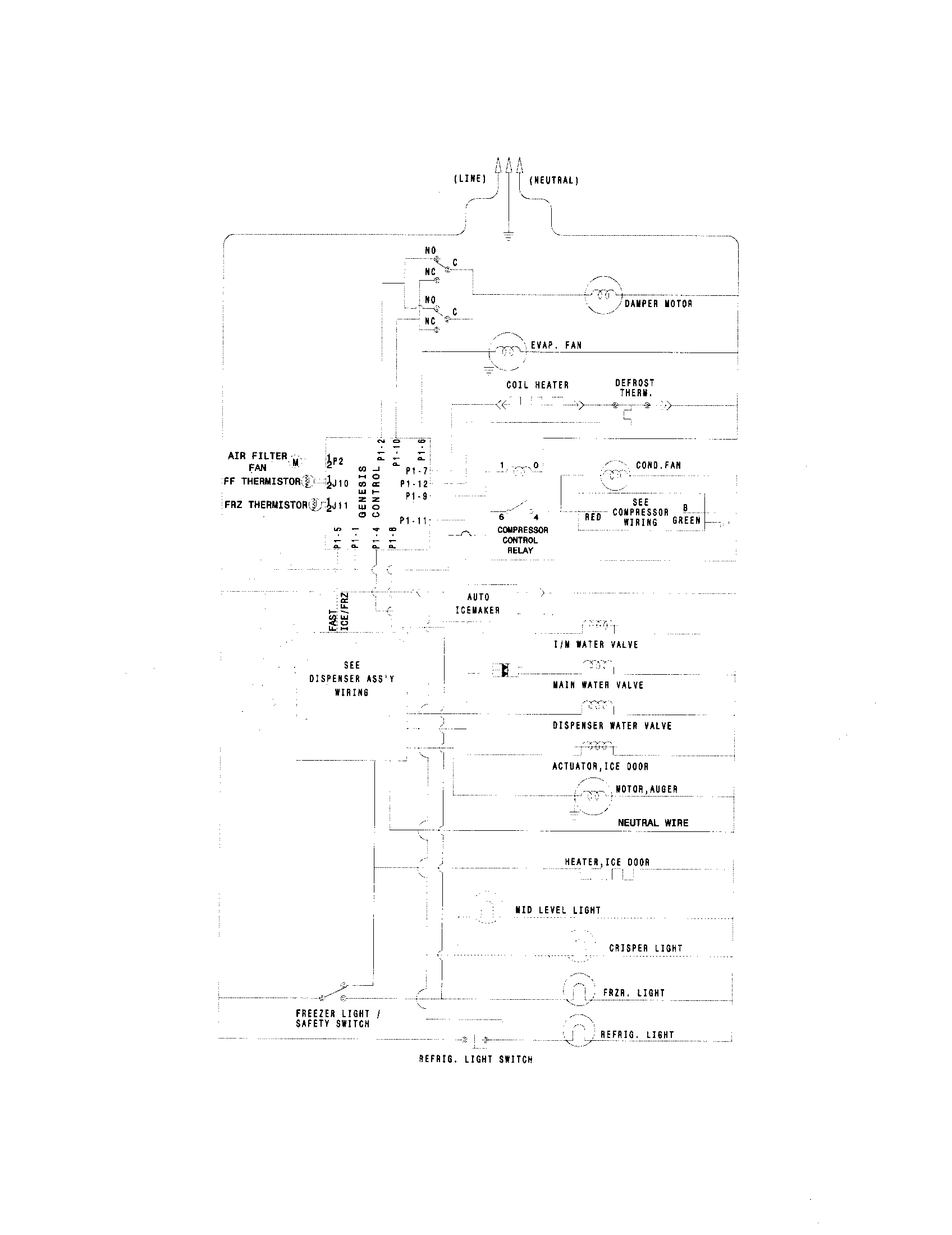 Frigidaire FRSHT5EFSB0 wiring schematic diagram