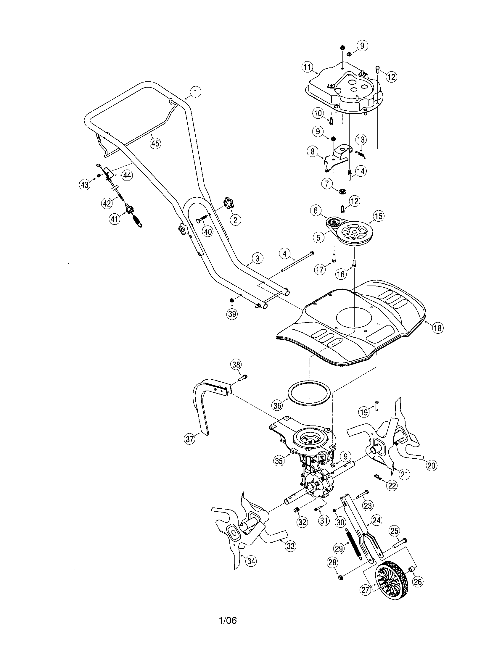MTD 21A-250H765 front tine tiller diagram