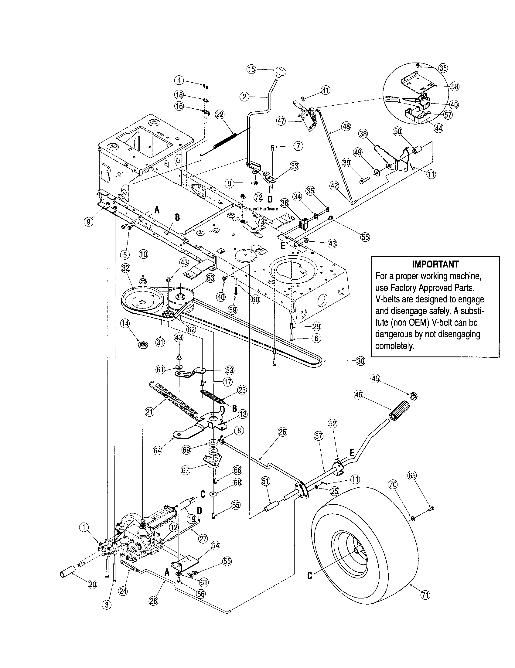 Troybilt 13AO77TG766 transmission assembly-model 77t diagram