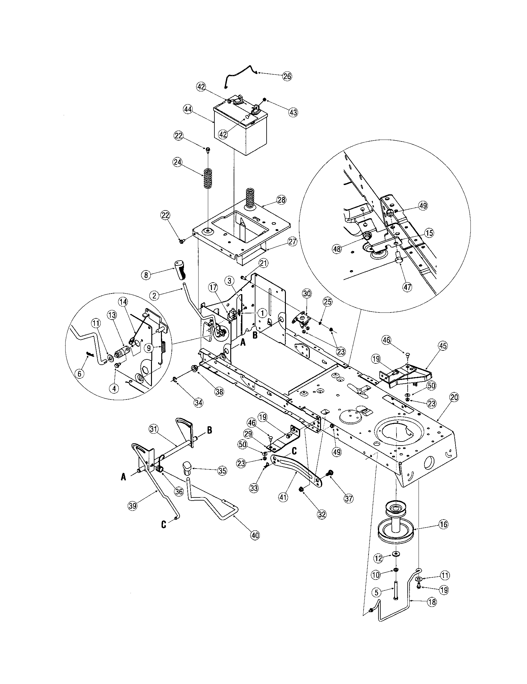 Troybilt 13AO77TG766 frame assembly - models 760-779 diagram