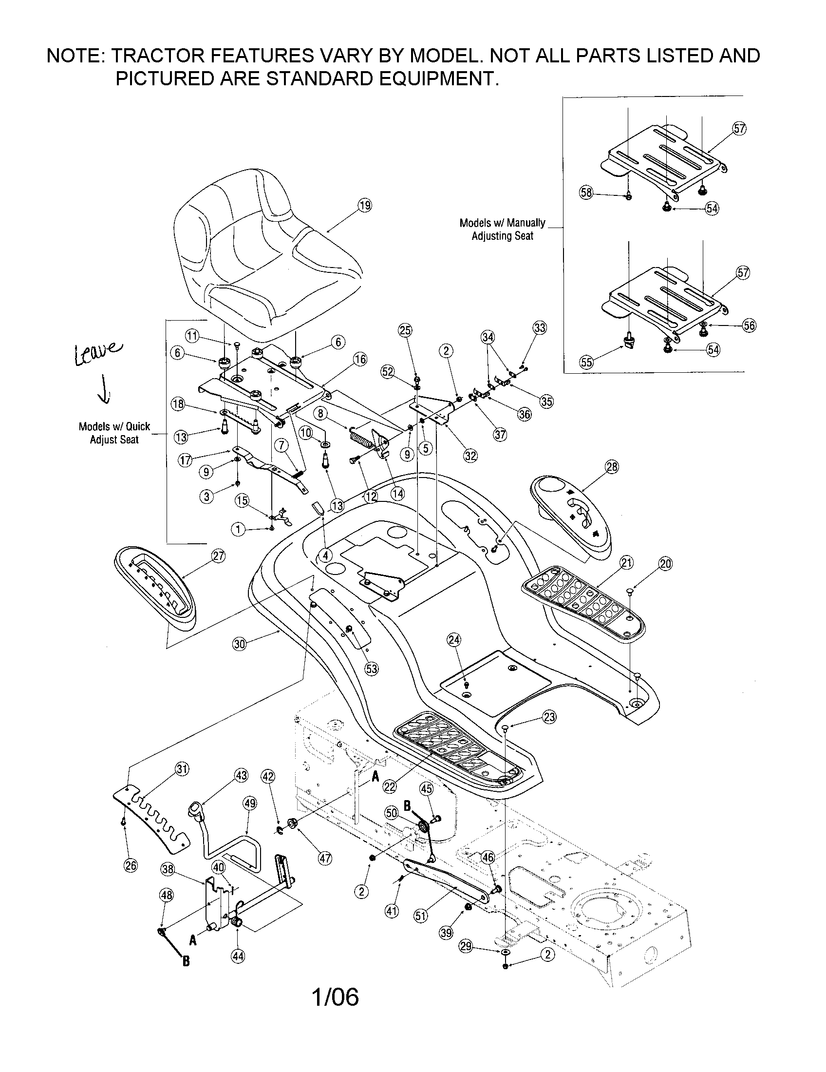 Troybilt 60TP fender/seat diagram