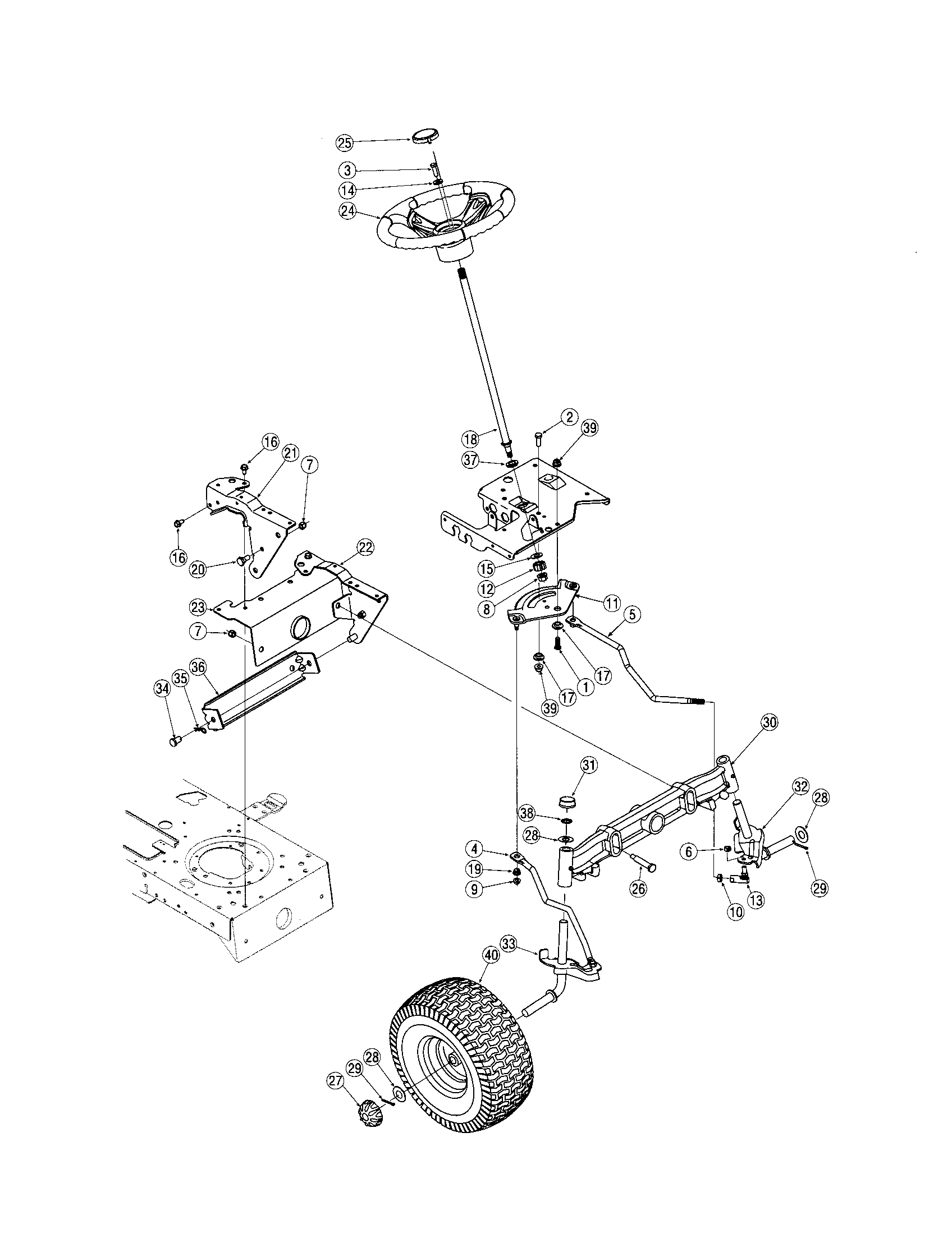 Troybilt 60TP steering assembly diagram